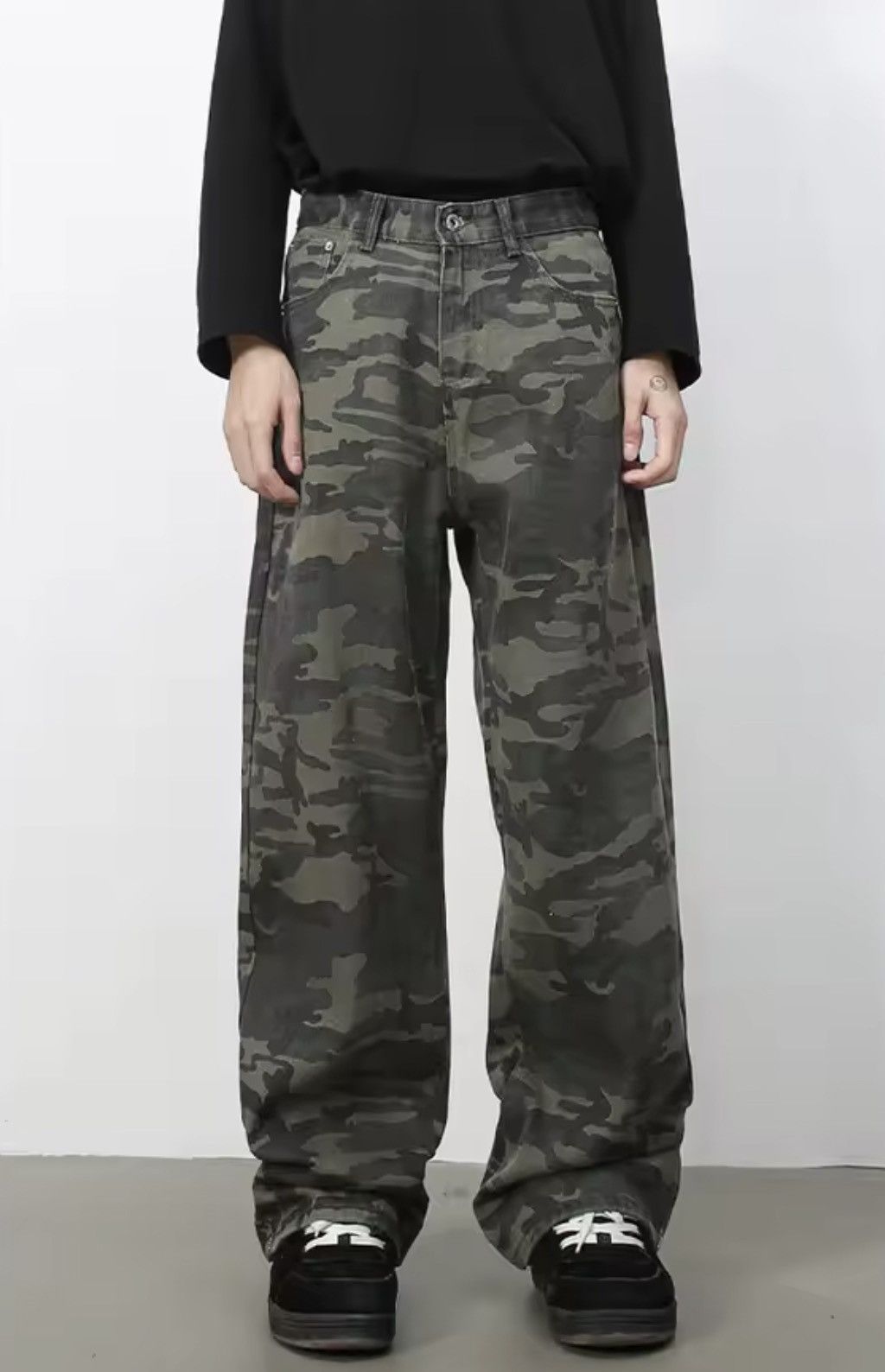 Japanese Brand Camo Denim Pants - Wide Leg Tactical Streetwear Trousers Size US 29 - 3 Thumbnail