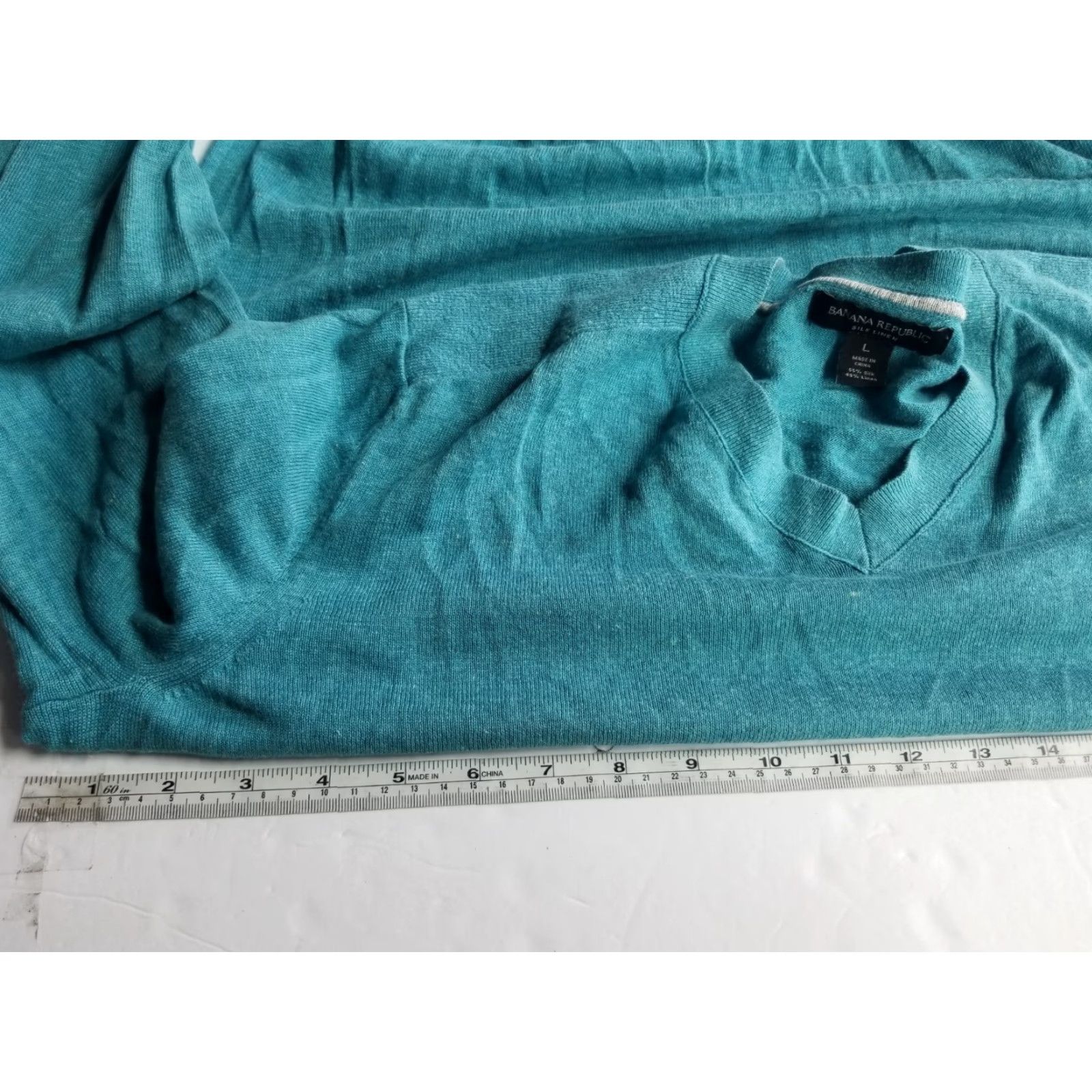 Banana Republic Banana Republic Sweater Men Long Sleeve V-neck Silk Linen Size Large Teal Green Mens Size US L / EU 52-54 / 3 - 3 Thumbnail