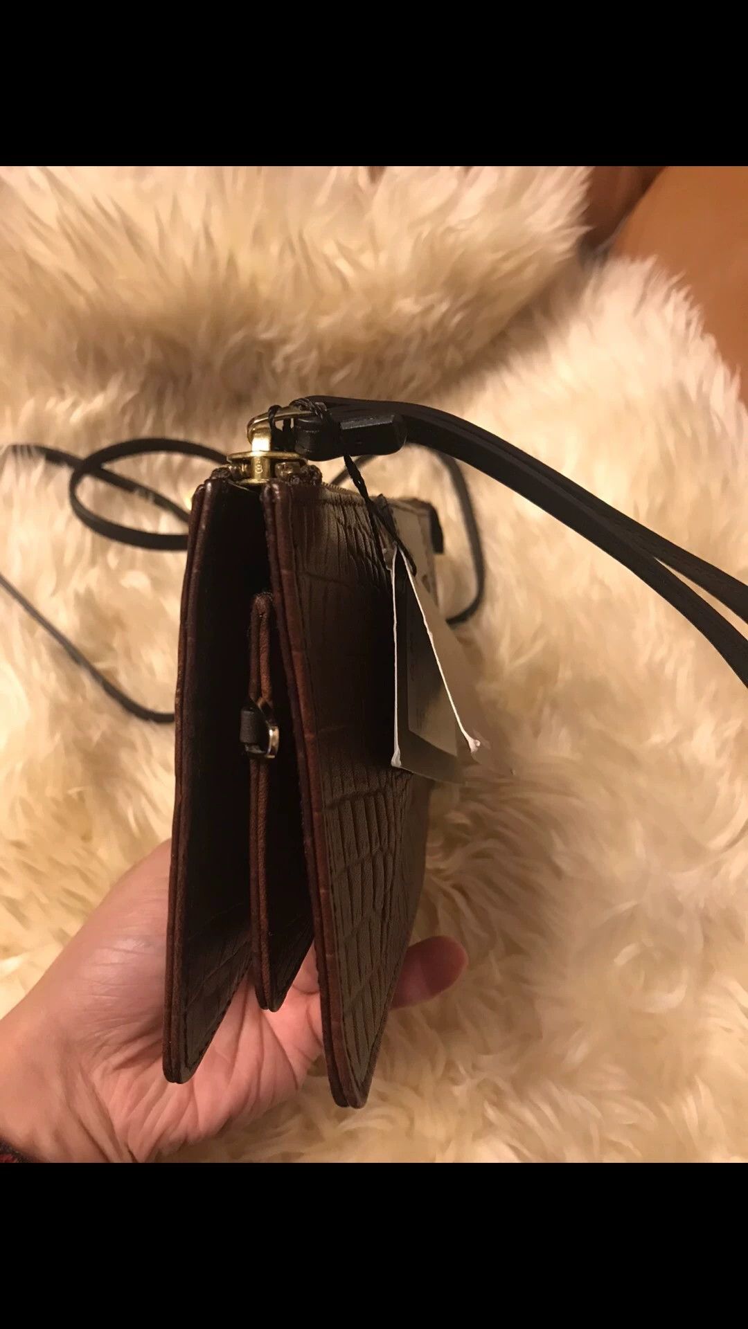 Other brown croc embossed leather double compartment crossbody Size ONE SIZE - 5 Thumbnail
