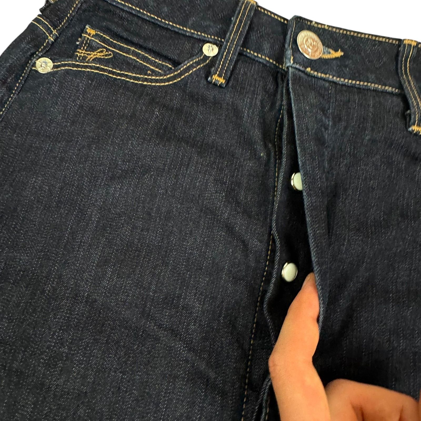 Japanese Brand True Religion Women's Blue 5-Pockets Denim Pencil Skirt 26 Size 26" / US 2 / IT 38 - 9 Thumbnail