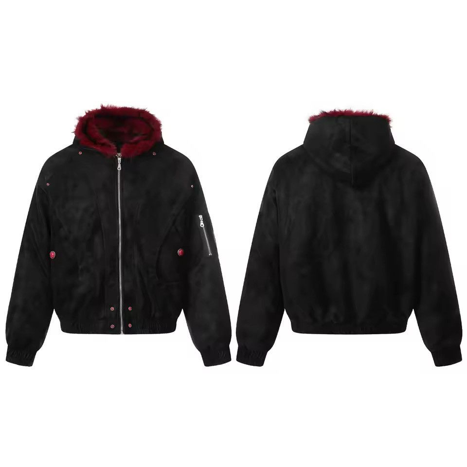 Other Washed Y2k Warm Hooded Streetwear Fur Jacket Coat Size US XL / EU 56 / 4 - 9 Thumbnail