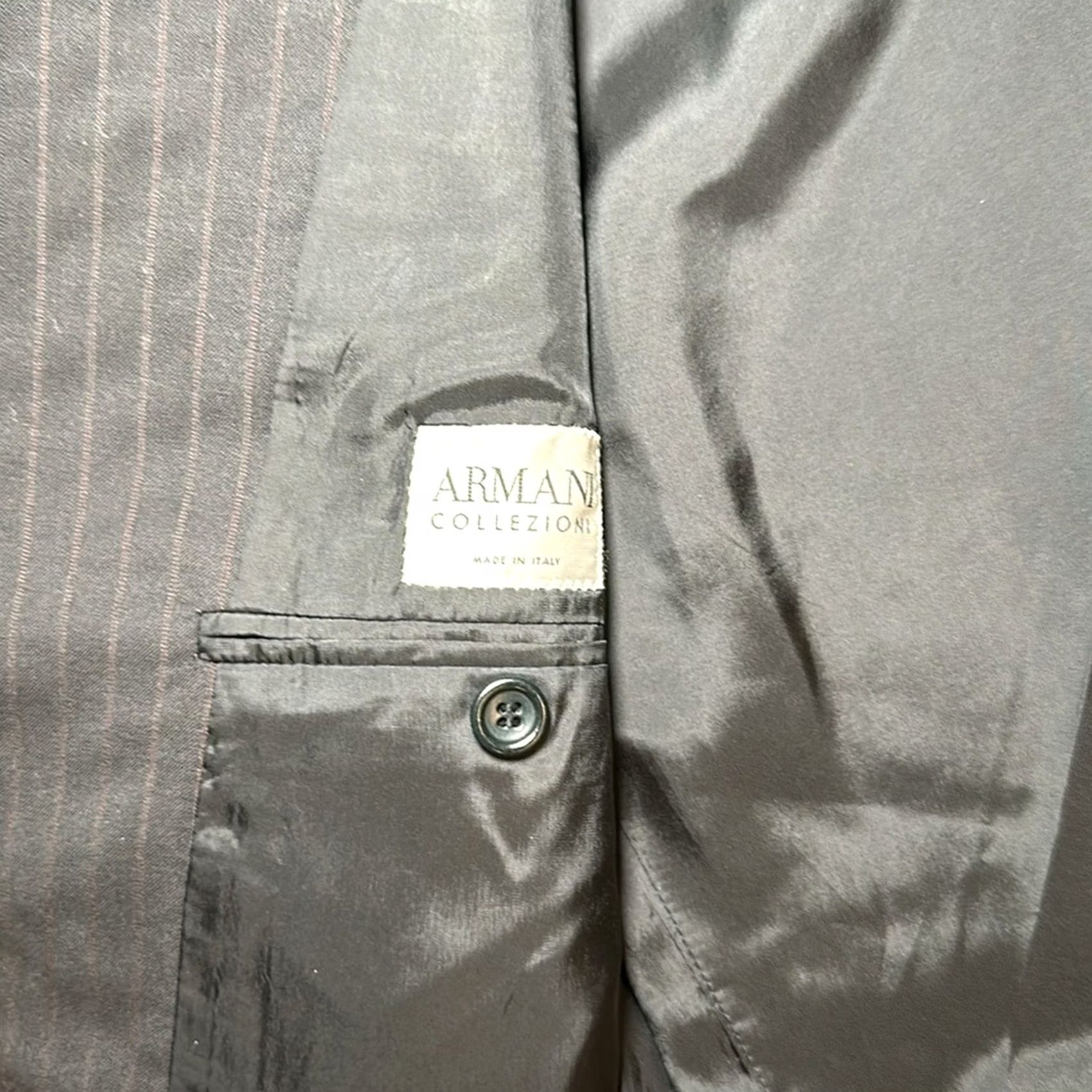 Armani Armani Collezioni Sport Coat Jacket - 40S Black Pinstripe Wool 2 Piece Mens Regular Size US XXS / EU 40 - 7 Thumbnail