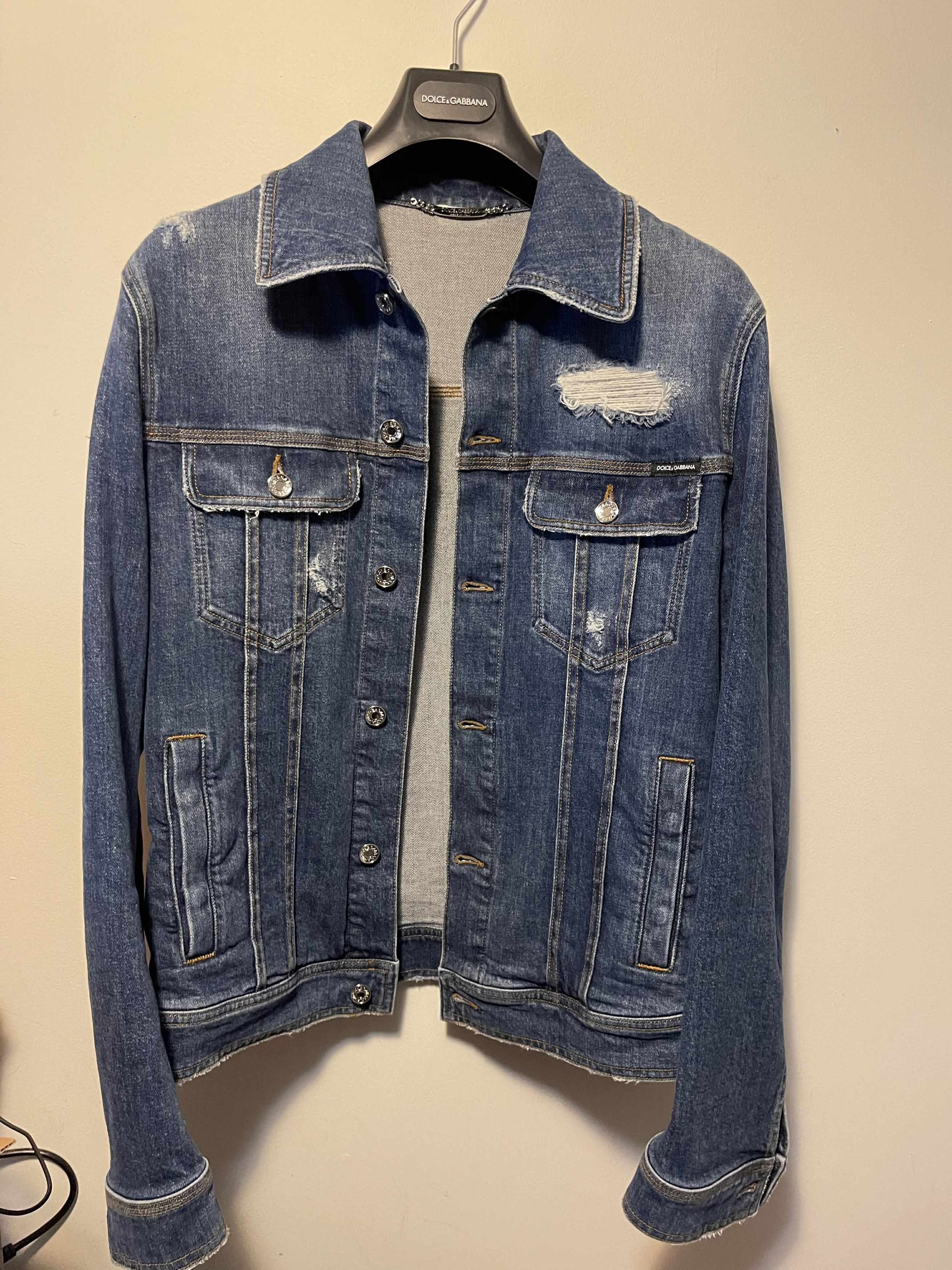 Dolce & Gabbana Dolce & Gabbana Blue Stretch Denim Jeans Jacket (Size L) Size US L / EU 52-54 / 3 - 1 Thumbnail