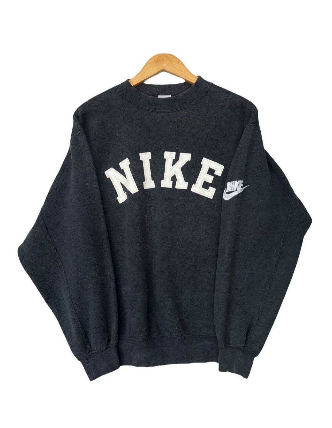 Vintage 90s Nike Spellout Black Baggy Sweatshirt