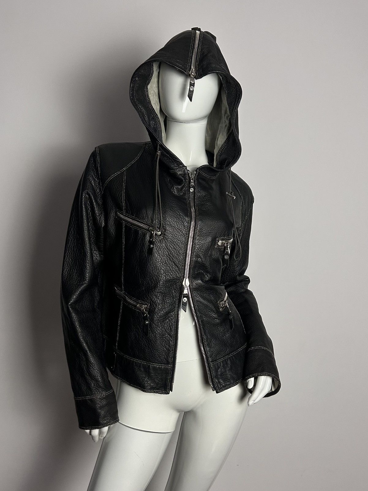 Other Vintage leather bomber jacket with hood Size M / US 6-8 / IT 42-44 - 7 Thumbnail