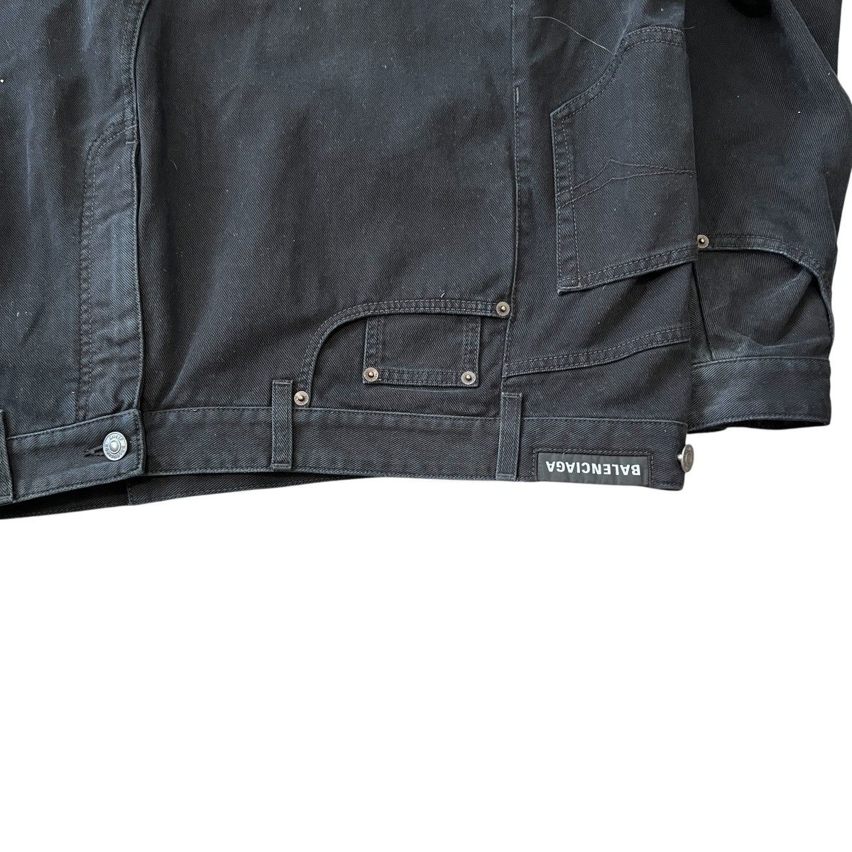 Balenciaga BALENCIAGA 23 Winter LOOK16 Deconstructed Black Denim Jacket Size US M / EU 48-50 / 2 - 15 Thumbnail