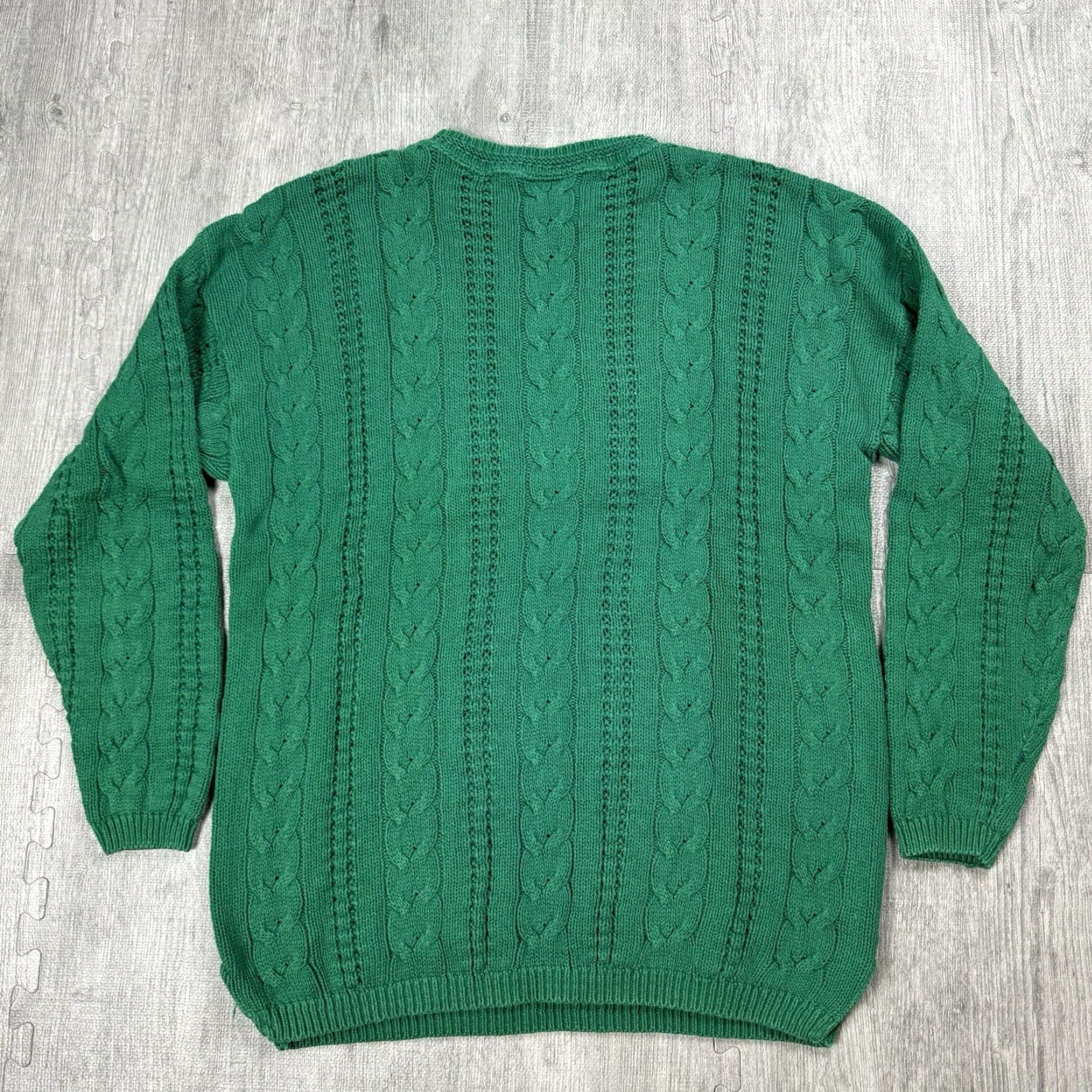 Vintage VINTAGE Rue21 Women's Cable Knit Sweater Pullover M Green 90s N/A Crewneck Long Sleeve Fall/Winter Knit Size M / US 6-8 / IT 42-44 - 7 Thumbnail