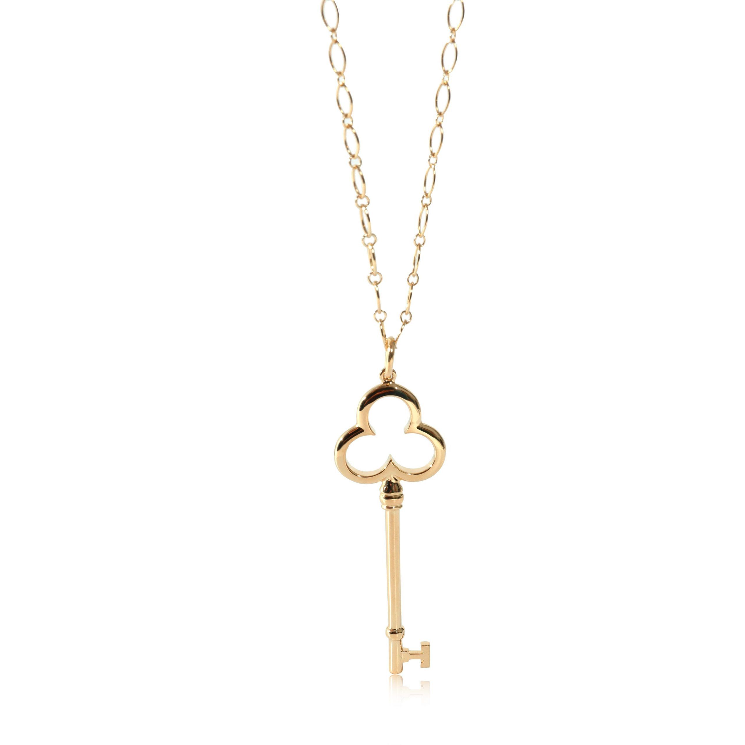 image of Tiffany Co Tiffany & Co. Trefoil Key Pendant Necklace In 18Kt Yellow Gold, Women's