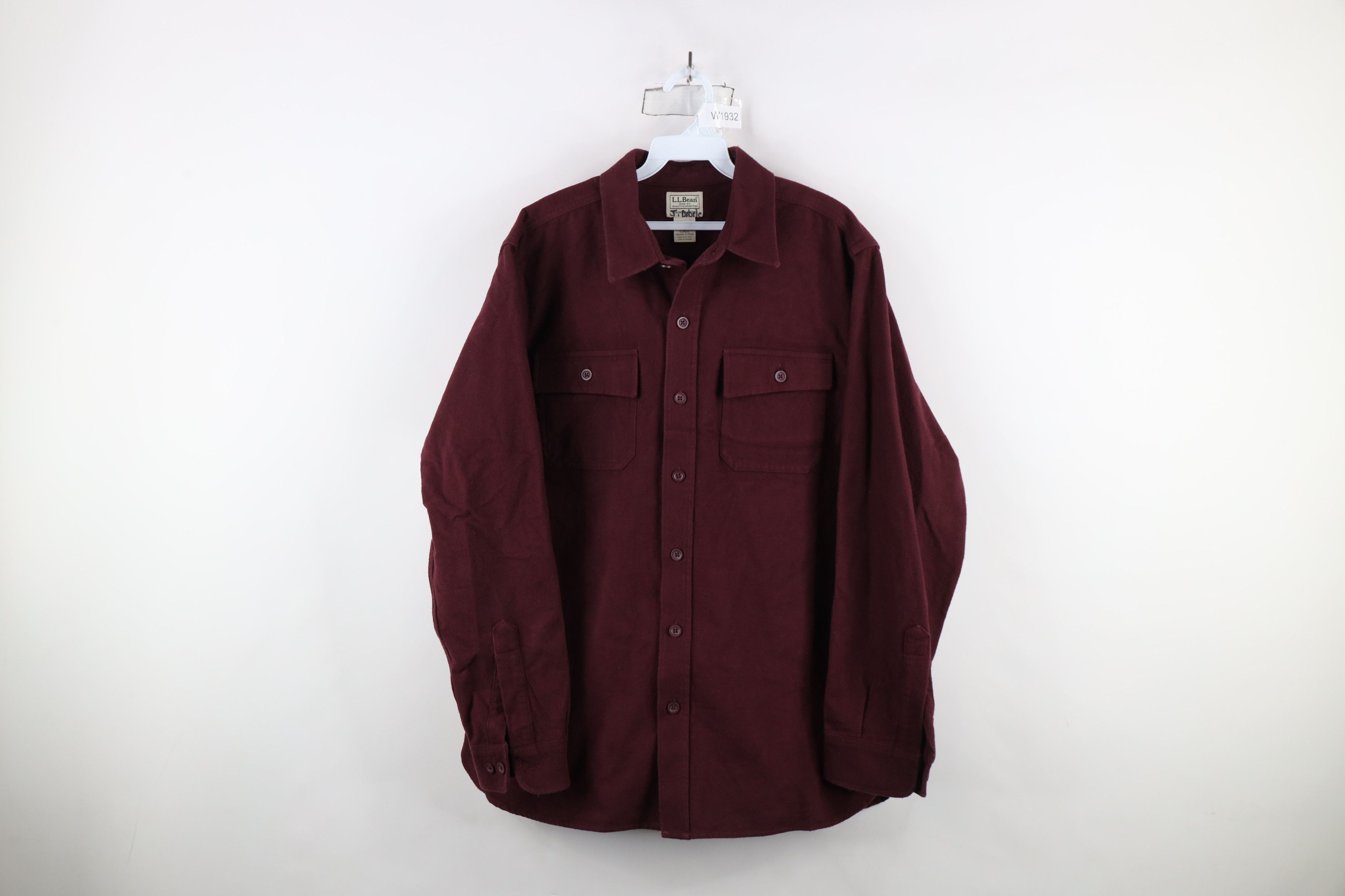 L.L. Bean × Vintage Vintage LL Bean Chamois Cloth Collared Button Shirt Burgundy Size US L / EU 52-54 / 3 - 1 Thumbnail