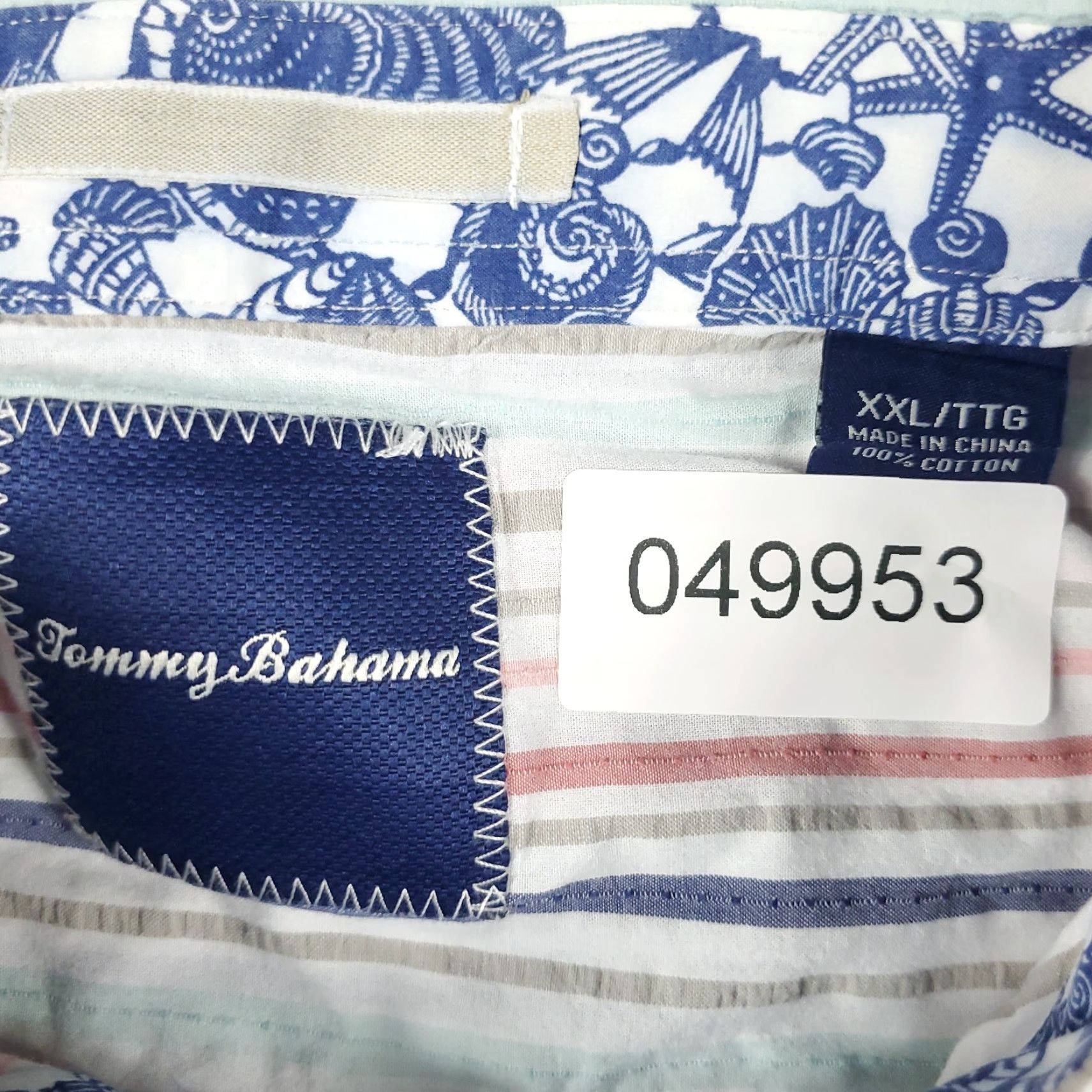 Tommy Bahama Tommy Bahama Shirt Mens 2XL White Blue Striped Cotton Long Sleeve Button-Up Mens Size US XXL / EU 58 / 5 - 6 Thumbnail