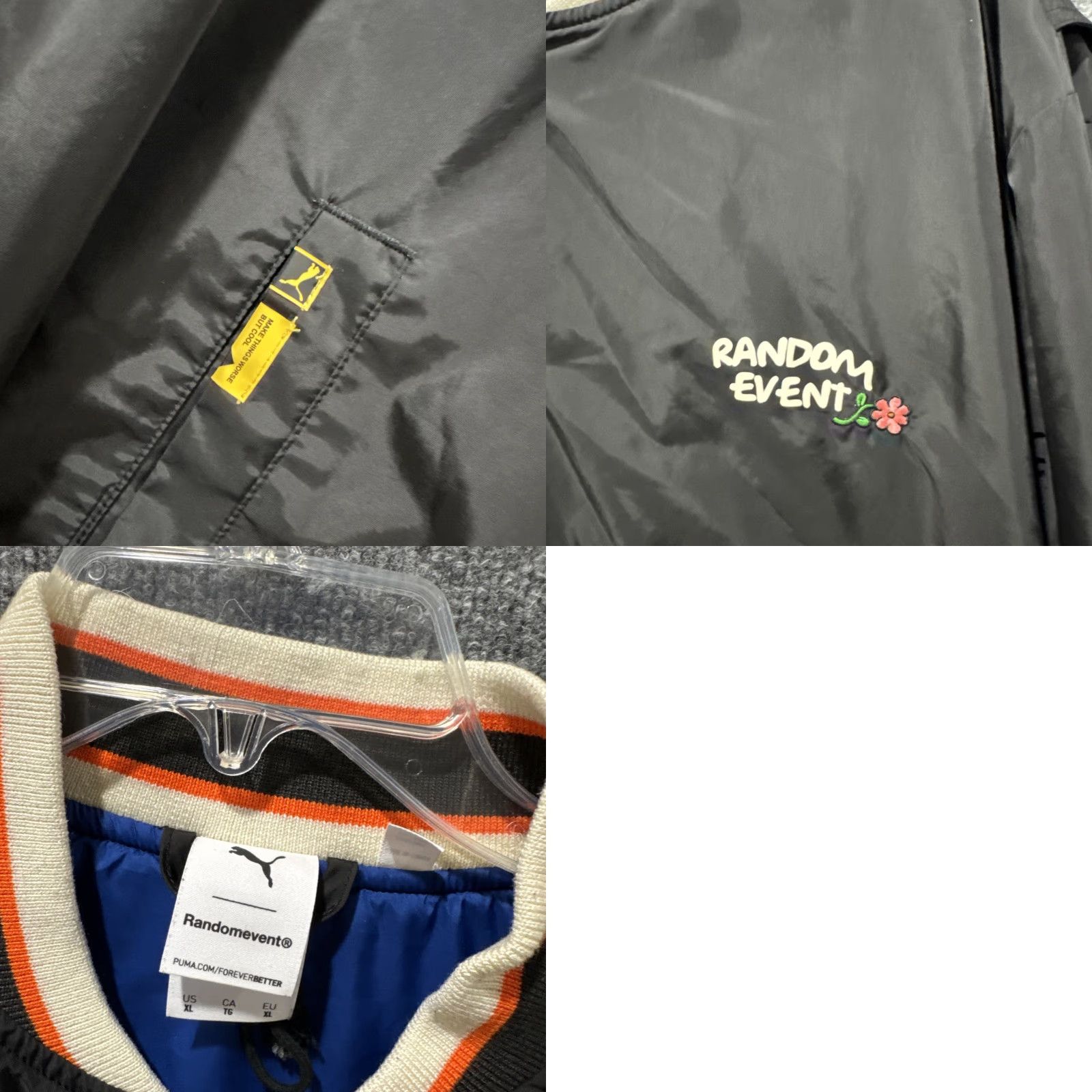 Puma PUMA Bomber Jacket Men XL Black Graphic Button Up X Random Event Y2K Rare IDU? Size US XL / EU 56 / 4 - 8 Thumbnail