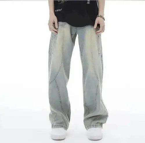 Jean Topstitched Seam Baggy Jeans Men Size US 32 / EU 48 - 1 Thumbnail