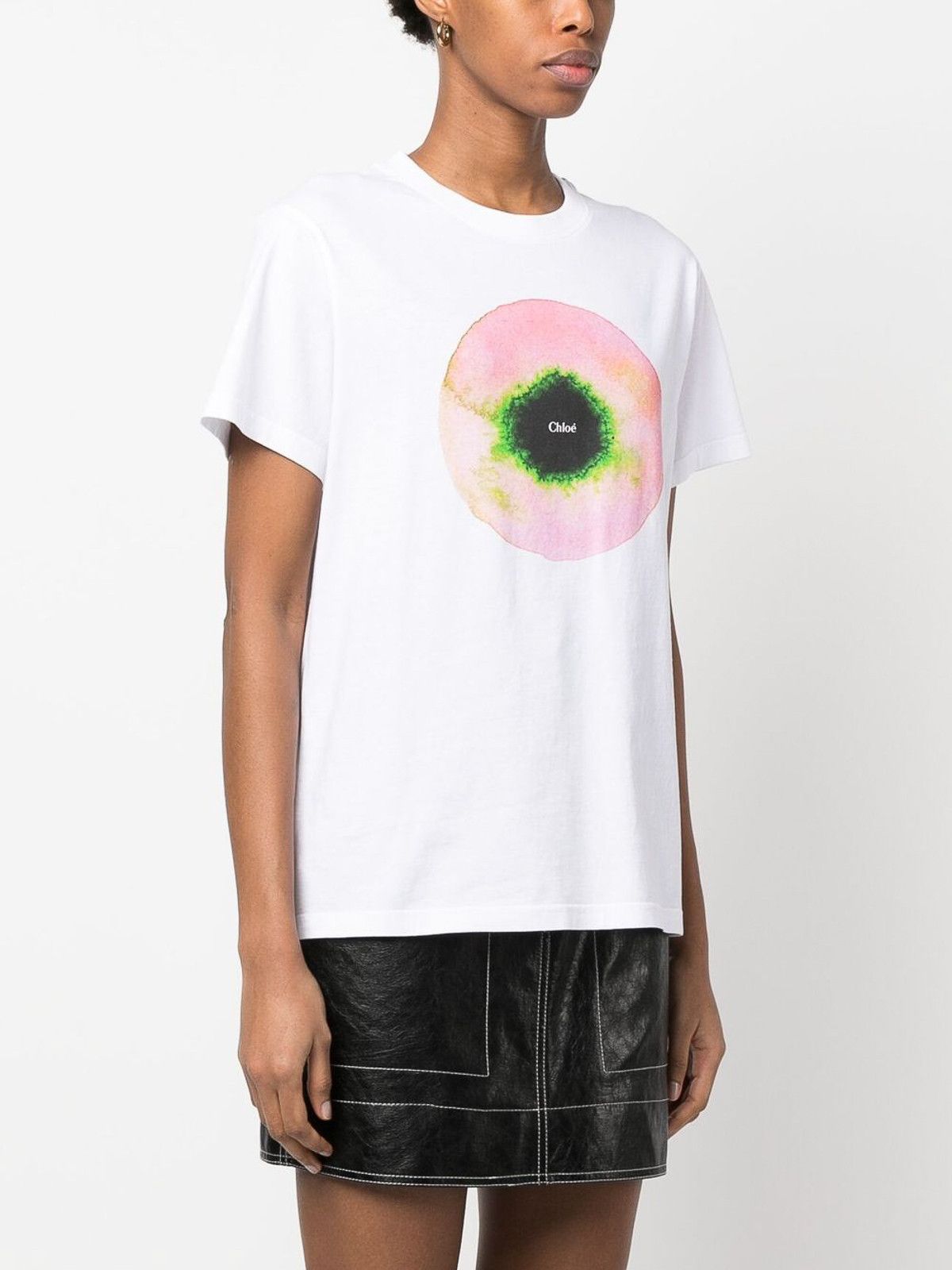 Chloe o1y0825 Short Sleeves T-Shirt in White Size M / US 6-8 / IT 42-44 - 3 Thumbnail