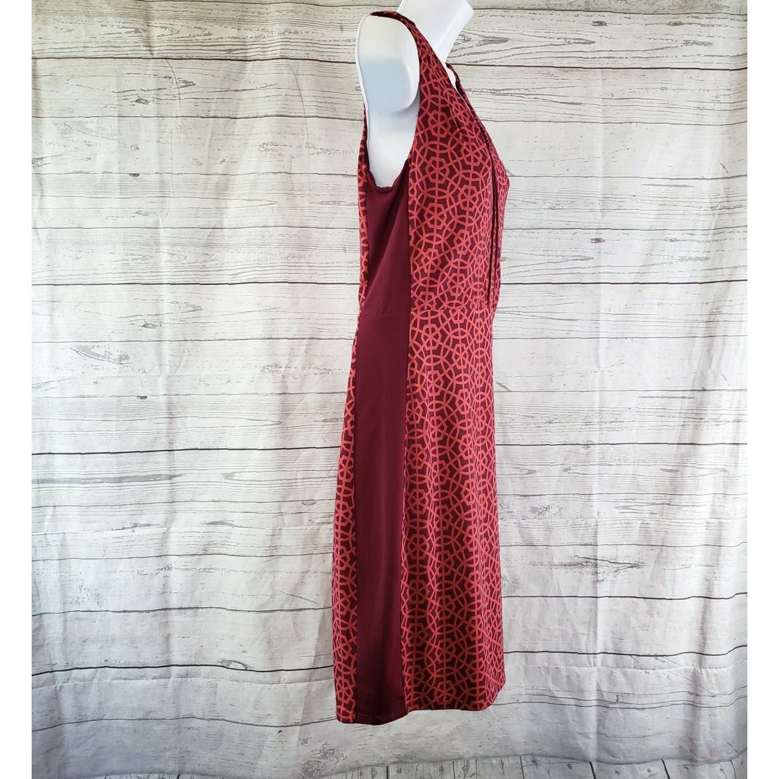 Vintage VINTAGE 41Hawthorn Womens Sleeveless Dress Sz Small Maroon Geometric Scoop Neck Size S / US 4 / IT 40 - 3 Thumbnail