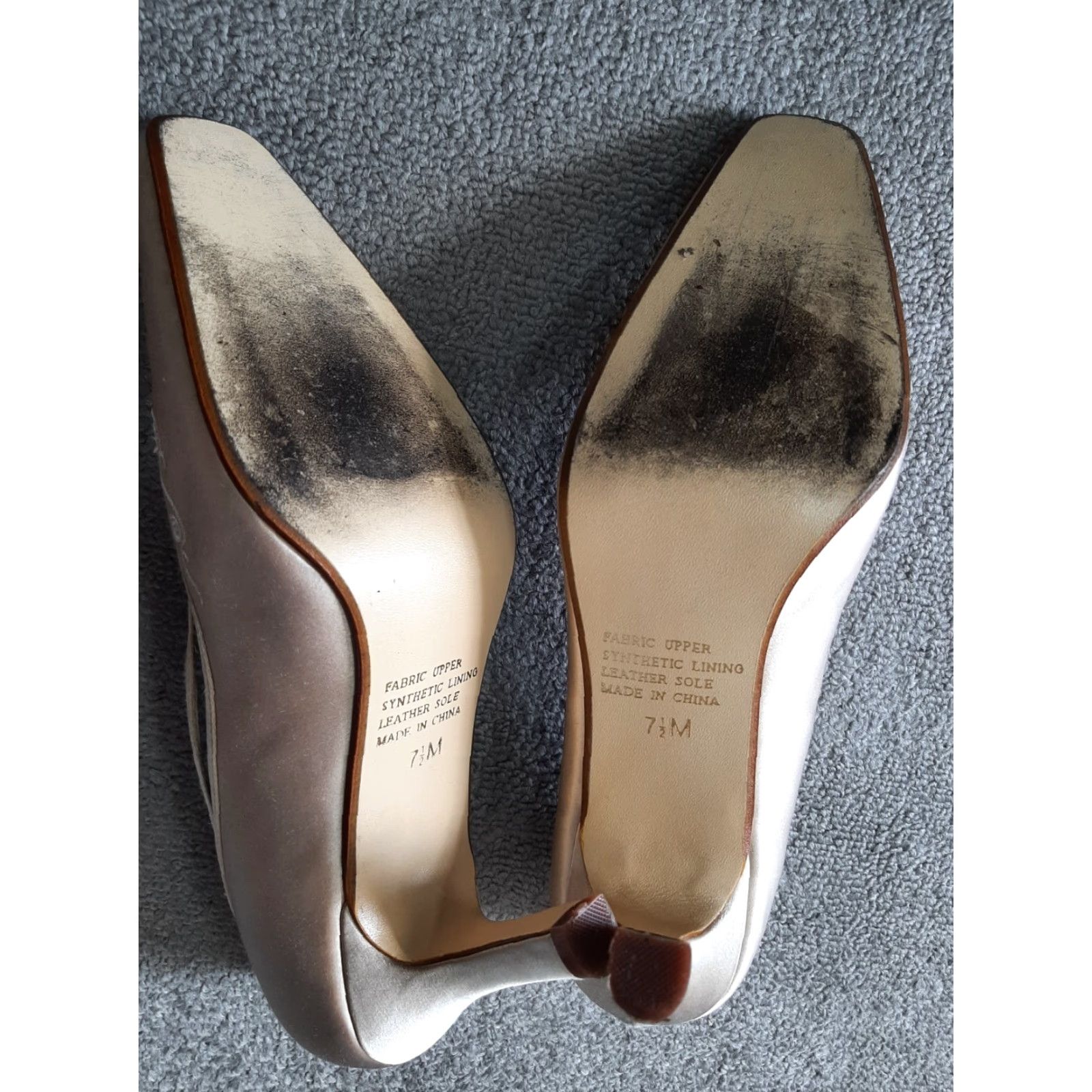 Vintage Rene Mancini Womens Dress Heels Pump Slip On 7.5 Leather Sole 3" High Beige Pattern Solid Almond Toe Womens Shoes Size M / US 6-8 / IT 42-44 - 7 Thumbnail