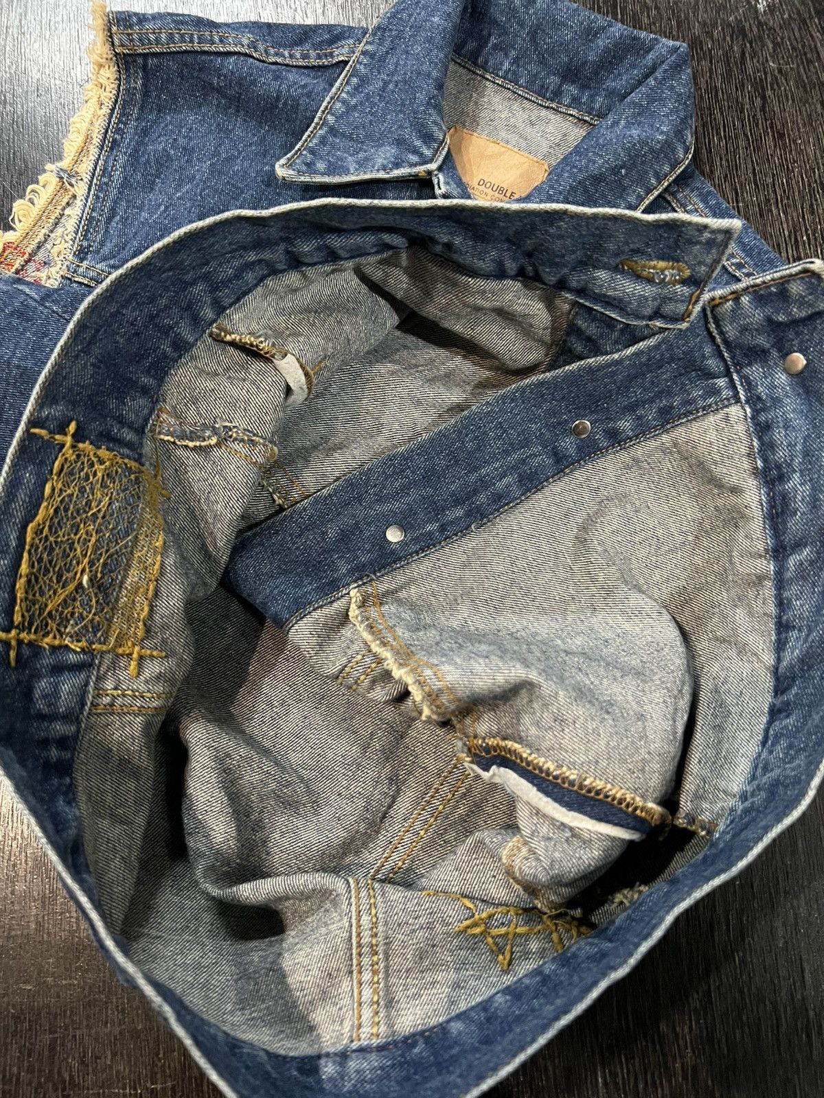 Japanese Brand DOUBLE U Custom Stitch Distressed Denim Vest Size US M / EU 48-50 / 2 - 7 Thumbnail