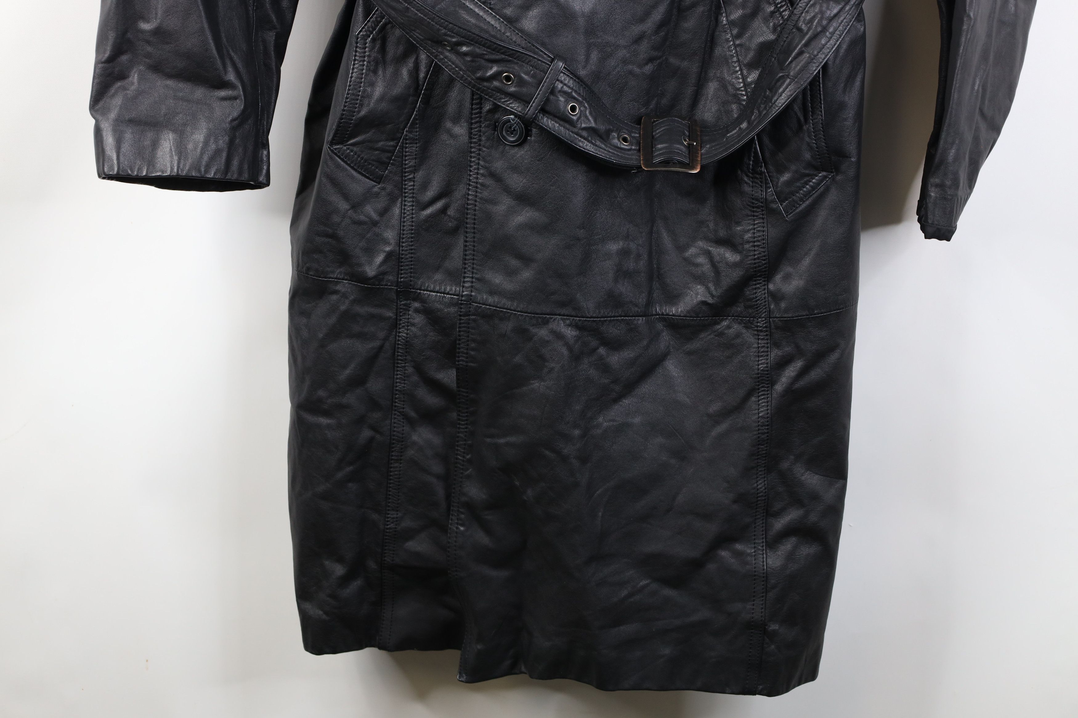 Vintage Vintage 70s Streetwear Breasted Leather Belted Trench Coat Size US XXL / EU 58 / 5 - 4 Thumbnail