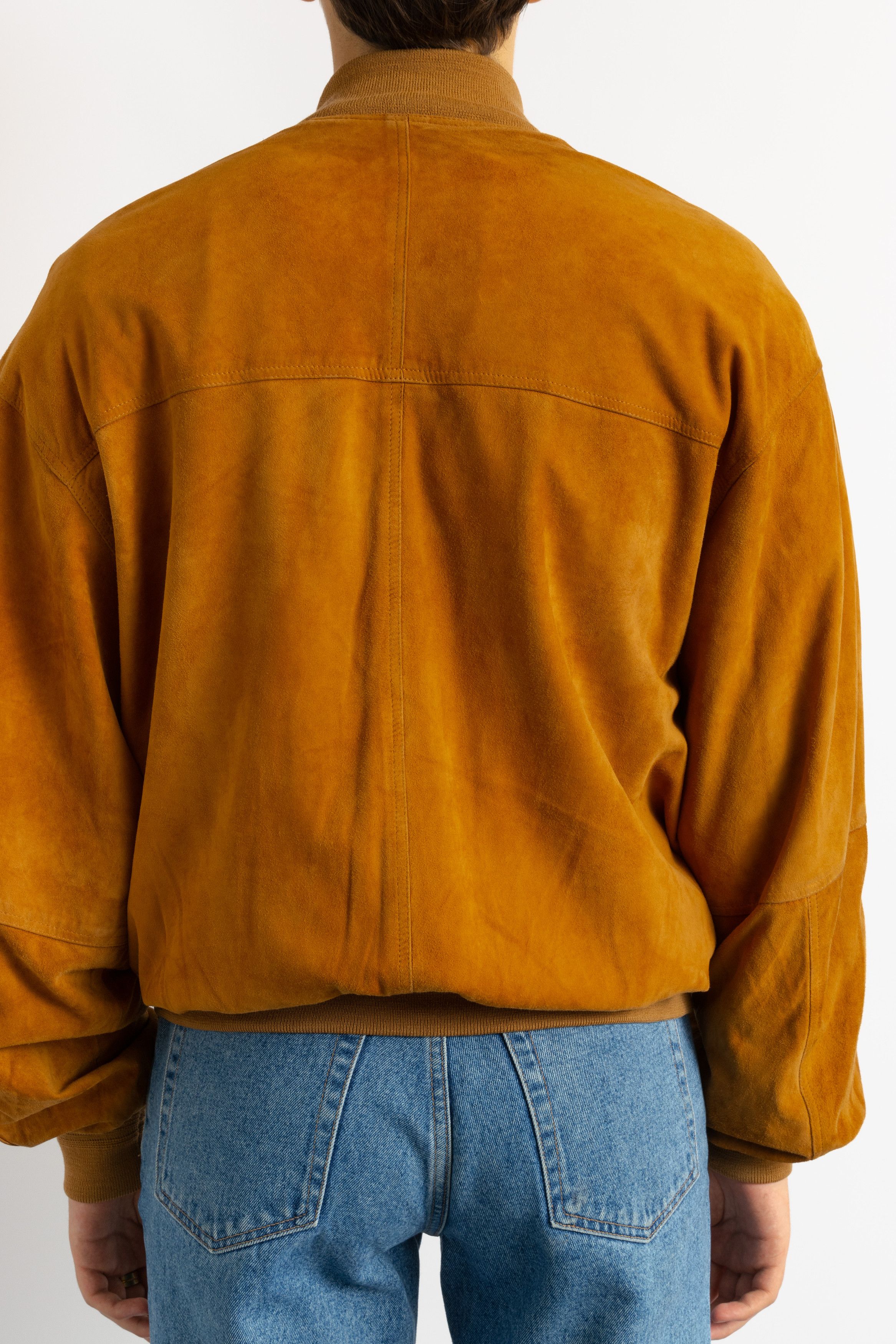 Vintage 80s Suede Bomber Jacket Brown Leather Fall 8714 Size US XL / EU 56 / 4 - 4 Thumbnail