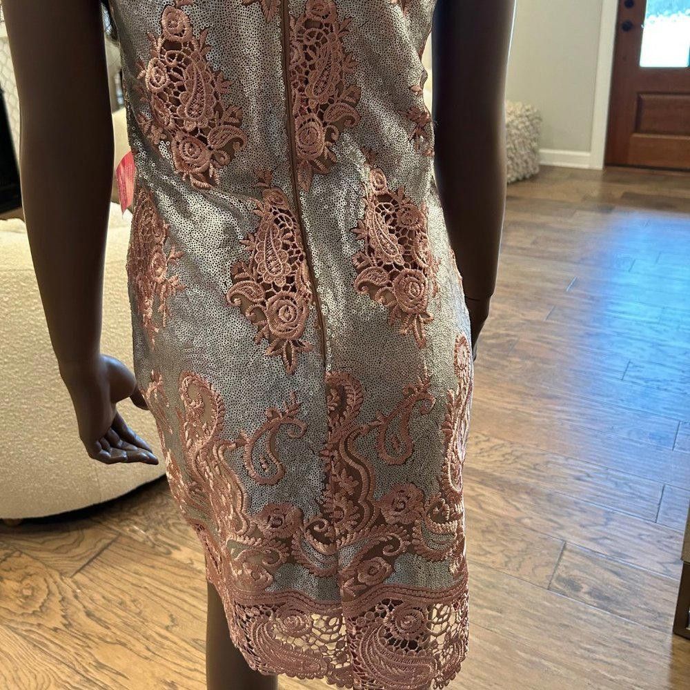 Designer Belle Badgley Mischka Nadine Sequin Sleeveless Shift Dress Size XS / US 0-2 / IT 36-38 - 6 Thumbnail