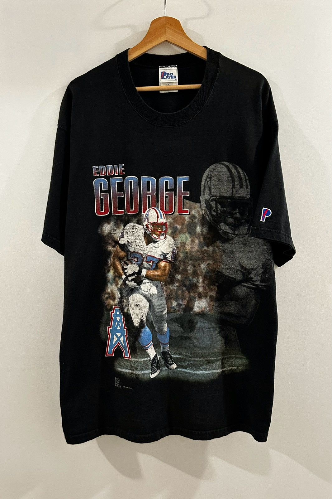 Image of Nfl x Pro Player Vintage 1997 Eddie George Houston Oilers T-Shirt in Black, Men's (Size XL)