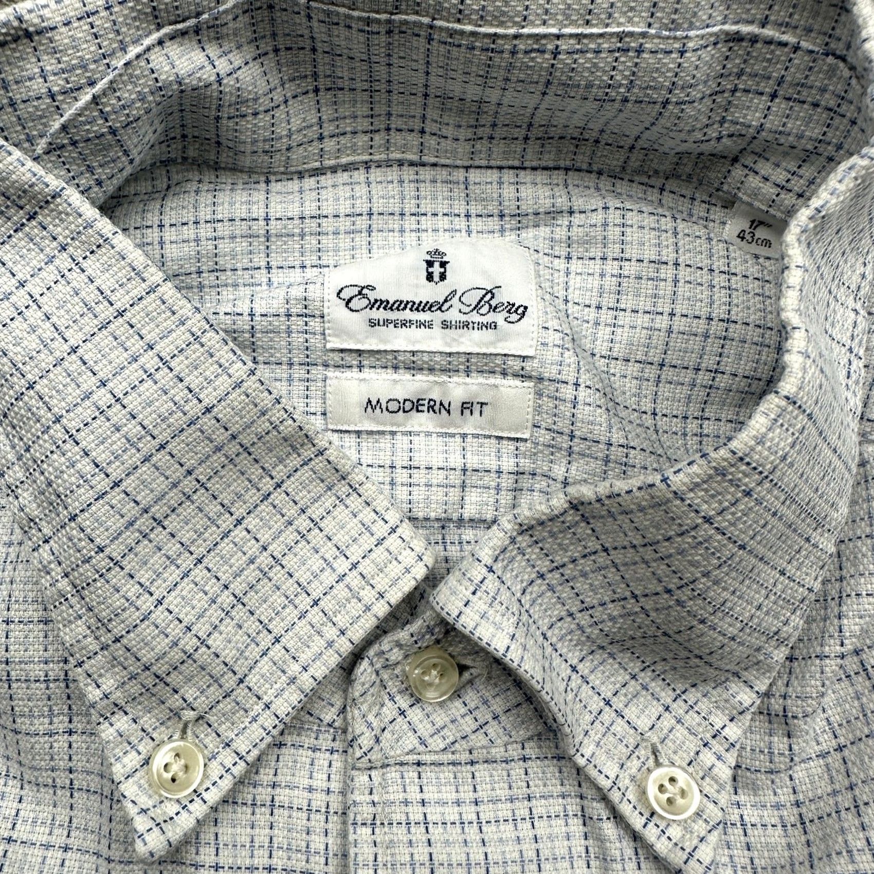 Vintage Emanuel Berg Modern Fit Graph Check Button Down Shirt Mens 17 XL Long Sleeve Size US XL / EU 56 / 4 - 3 Thumbnail