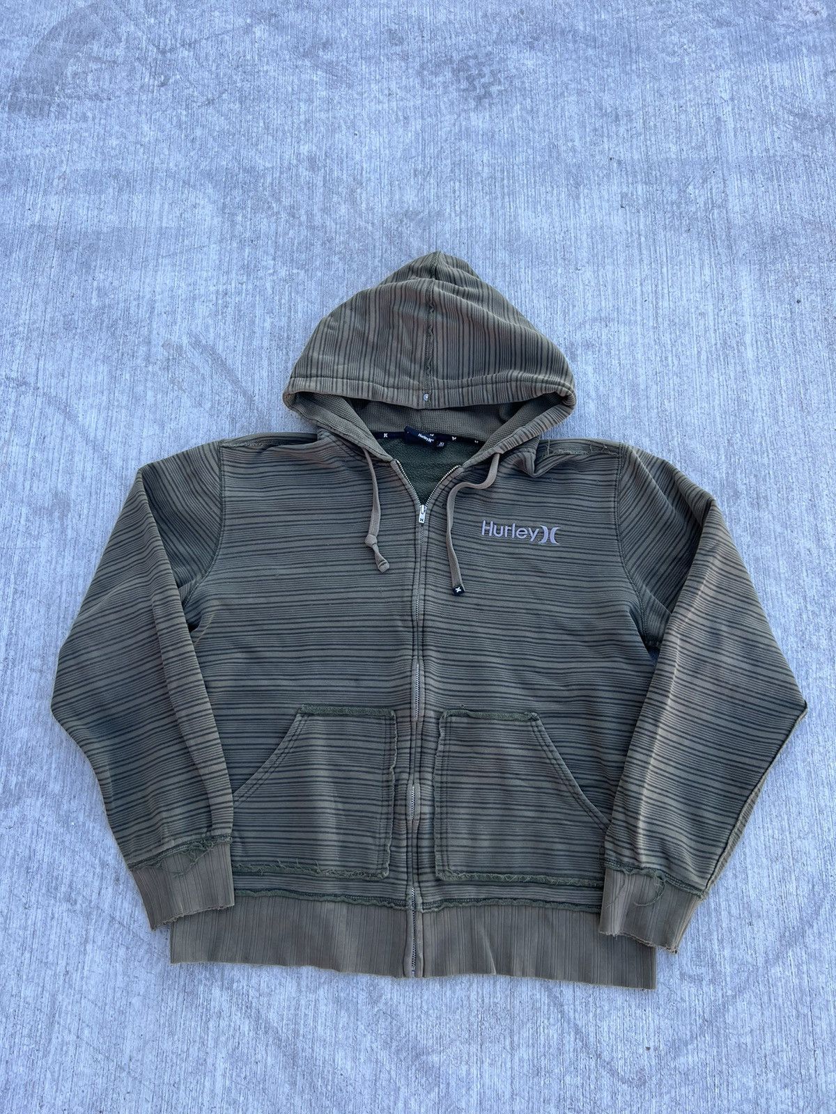 Hurley × Vintage Vintage Y2K Hurley Olive Green Zip Up Hoodie 