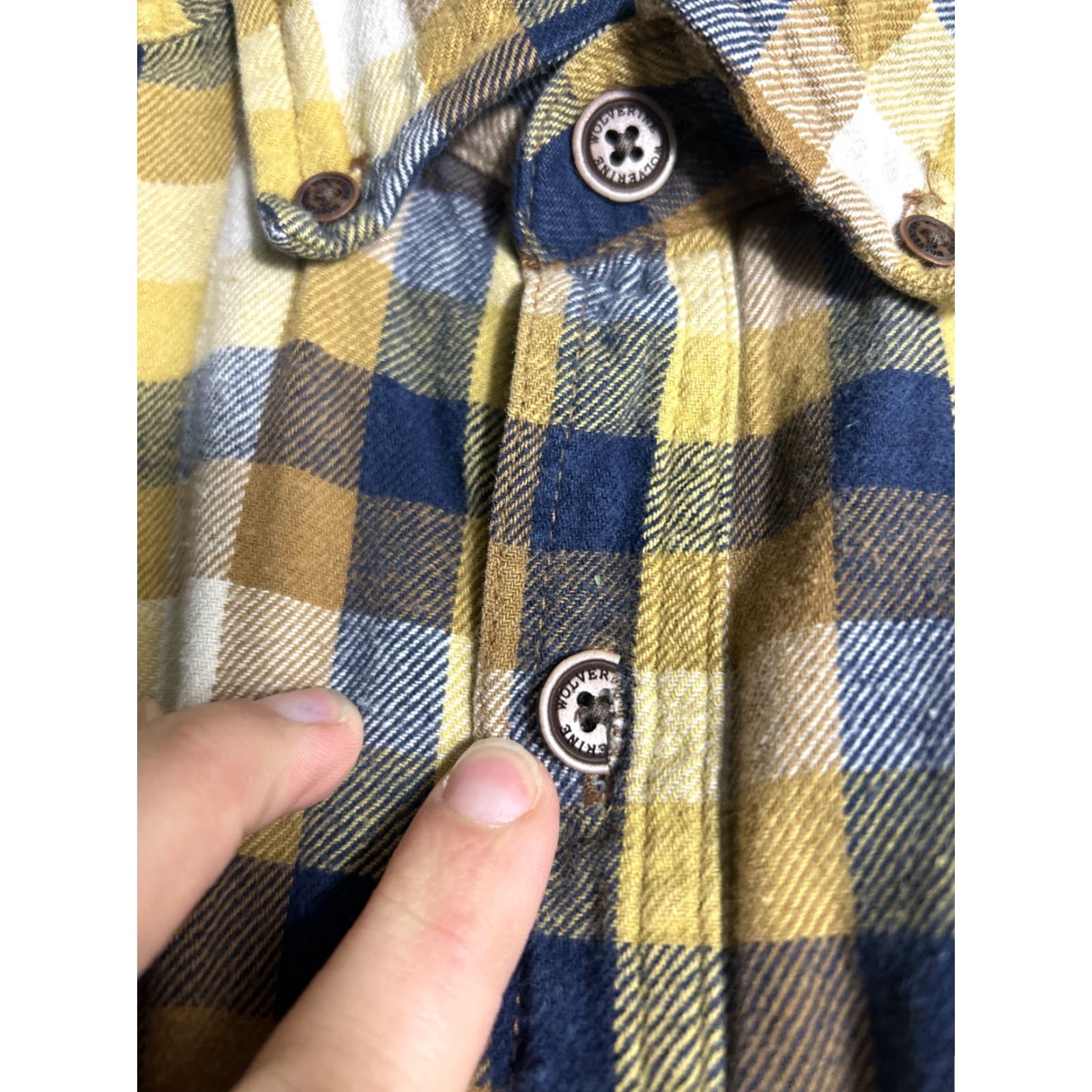 Vintage Wolverine Shirt Plaid Button-Up Long Sleeve Brown Beige M Mens Button-Down Collar 21” Chest 30” Length Flaw Button Broken Half Size US M / EU 48-50 / 2 - 5 Thumbnail
