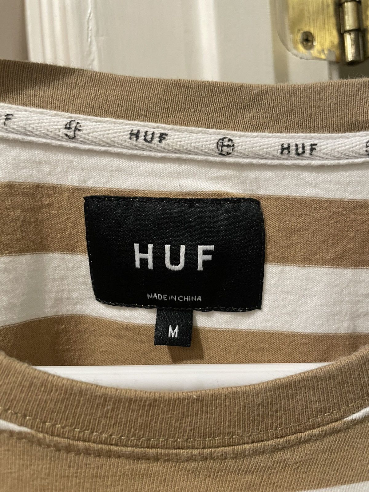 Huf HUF Striped Long Sleeve White/Tan Size US M / EU 48-50 / 2 - 3 Thumbnail