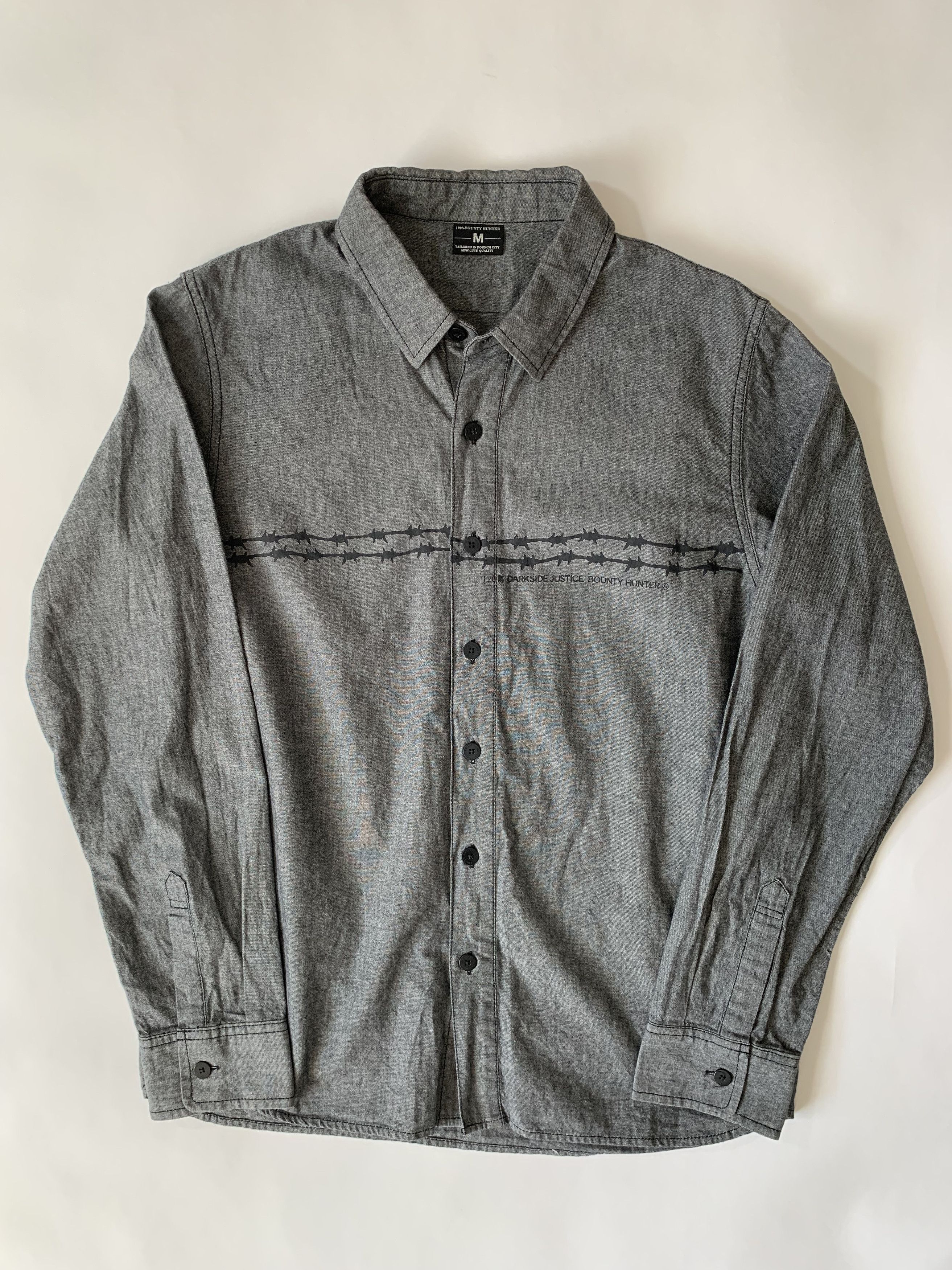 image of Bounty Hunter Ss13 Barbed Wire Longsleeve in Grey, Men's (Size Medium)