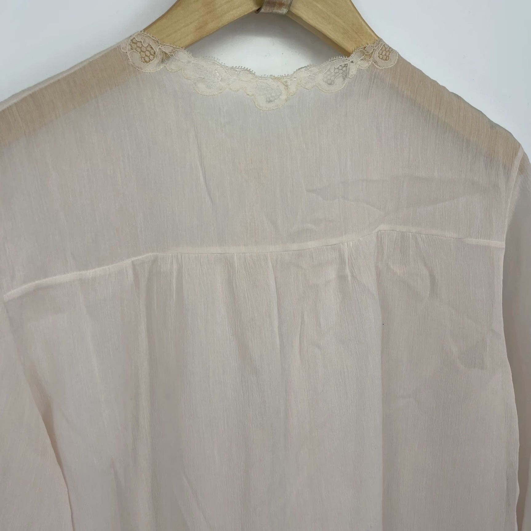 Vintage VINTAGE Lora France Robe Womens Medium Chiffon Lace Pink 1970s Read Sissy Coquette Art Deco M Ladies Size ONE SIZE - 5 Thumbnail