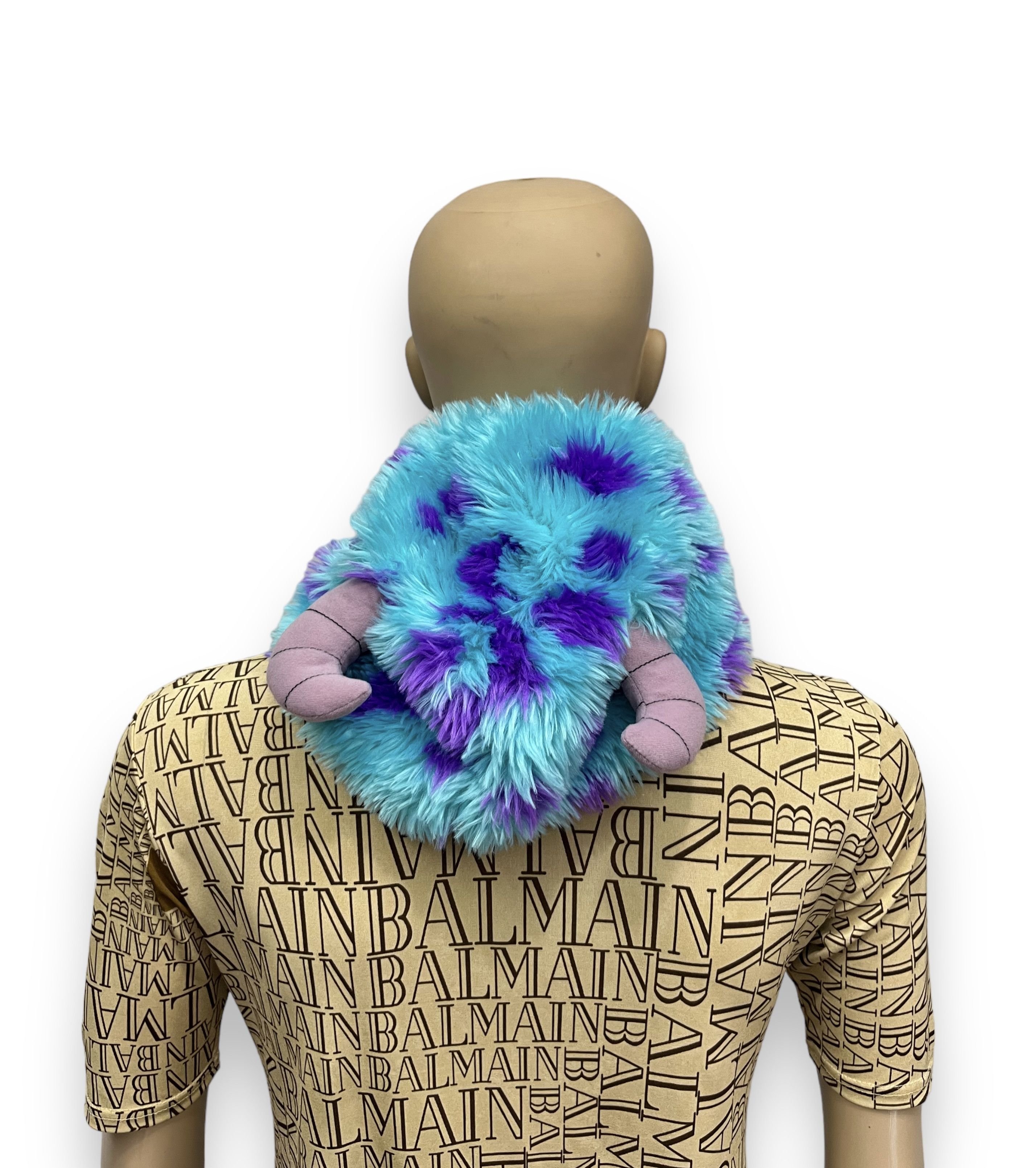 Disney 🔥MONSTERS UNIVERSITY SULLEY Fluffy Hat Scarf Hand Warmer Size ONE SIZE - 6 Thumbnail