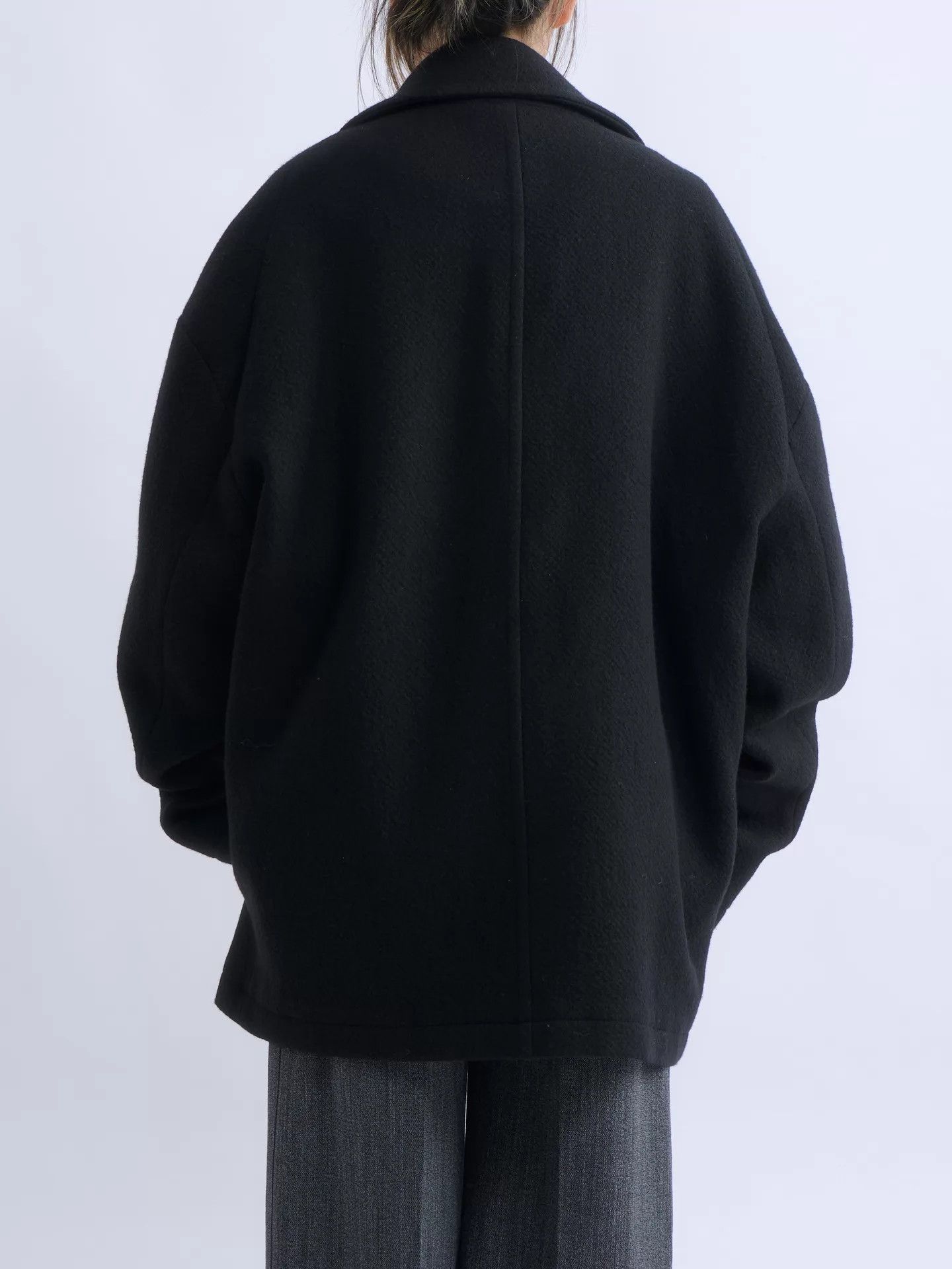 Structure STRUCTURA black boxy double-breasted wool short pea coat Size M / US 6-8 / IT 42-44 - 5 Thumbnail