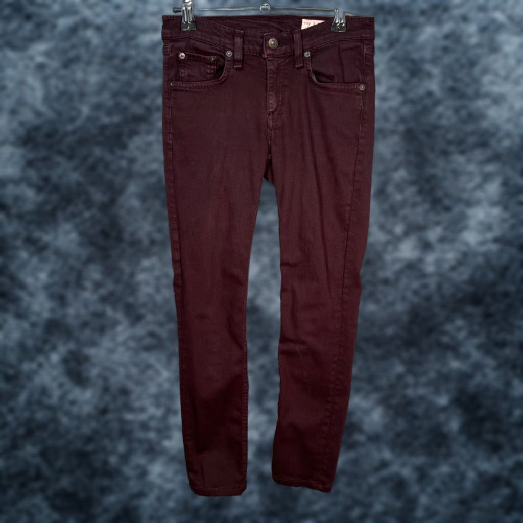 Rag & Bone rag & bone Womens Skinny Jeans 24 Burgundy Cotton Blend Denim Size 42" / US 20 - 1 Thumbnail