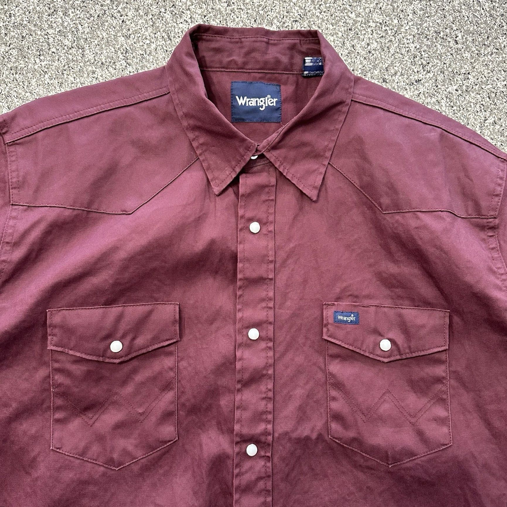 Wrangler Wrangler Cowboy Cut Western Shirt Pearl Snap Mens 2XL Twill Red Cotton Button-Up Shirt Cowboy Western Size US XXL / EU 58 / 5 - 3 Thumbnail