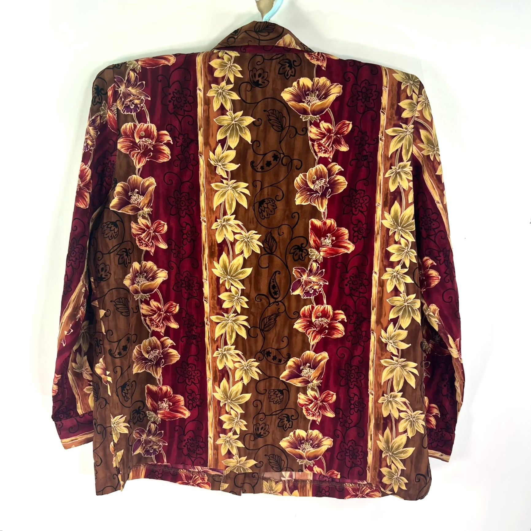 Vintage VINTAGE Appleseed's Blouse Shirt Womens Size 18W Maroon Ploy Floral Casual Sleeve Button Size XXL / US 16-18 / IT 52-54 - 5 Thumbnail