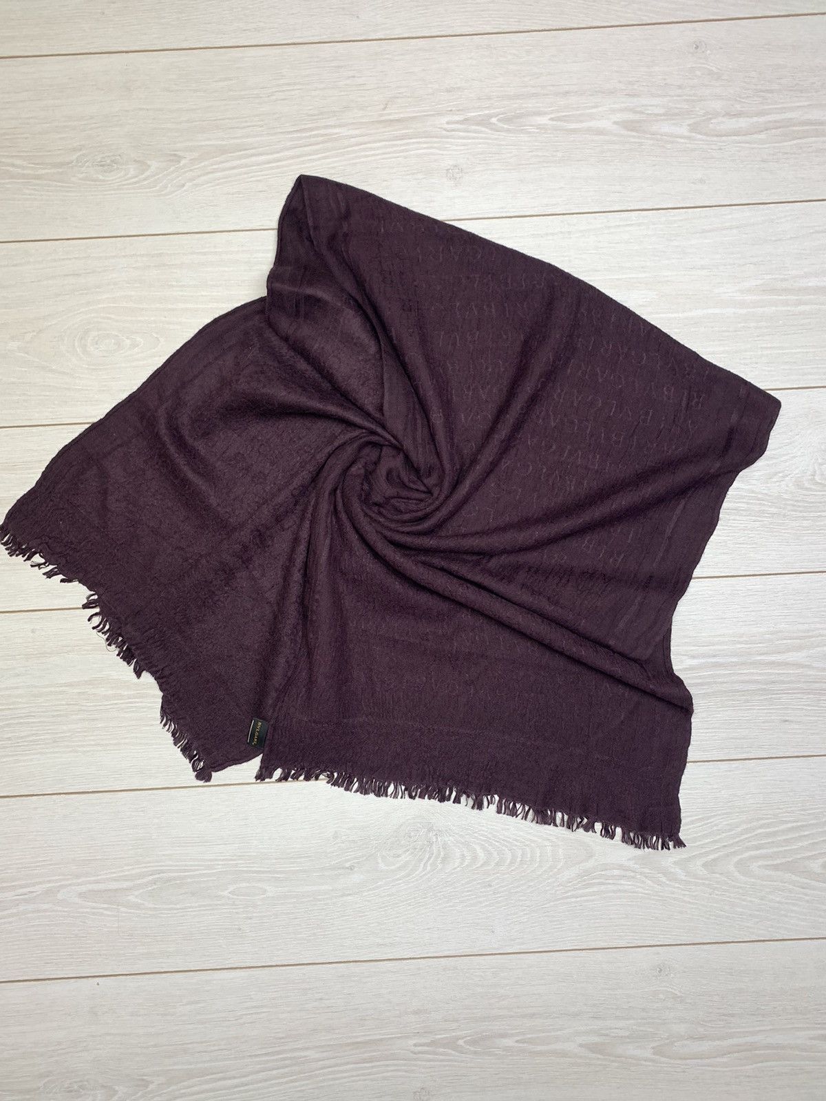 Bvlgari BVLGARI Silk & Wool Monogram Scarf - Deep Plum Size ONE SIZE - 1 Thumbnail