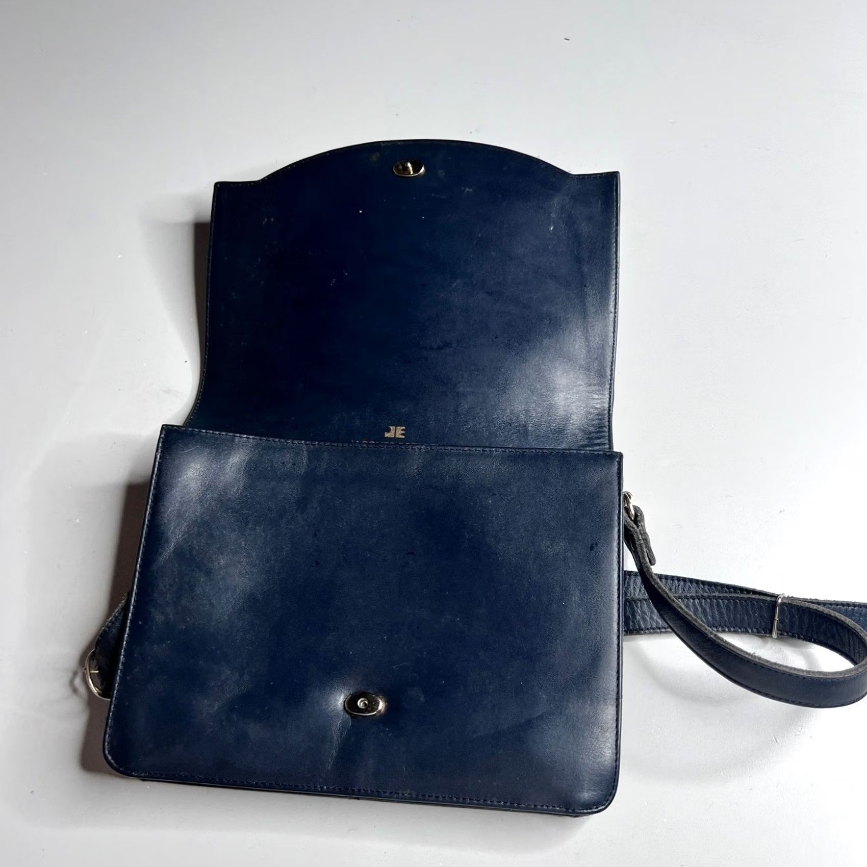 Vintage VINTAGE Jacques Esterel Bag Paris Navy Leather Crossbody French Made Logo Size ONE SIZE - 5 Thumbnail