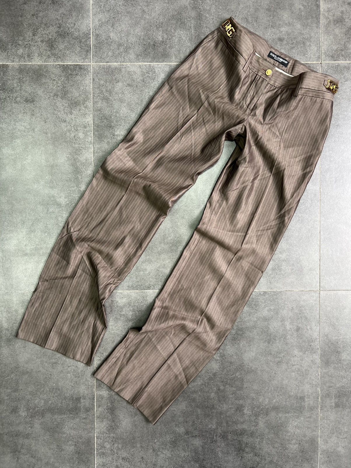 Dolce & Gabbana × Vintage D&G Golden logo Dolce & Gabbana wool silk pants trousers Size 26" / US 2 / IT 38 - 2 Thumbnail