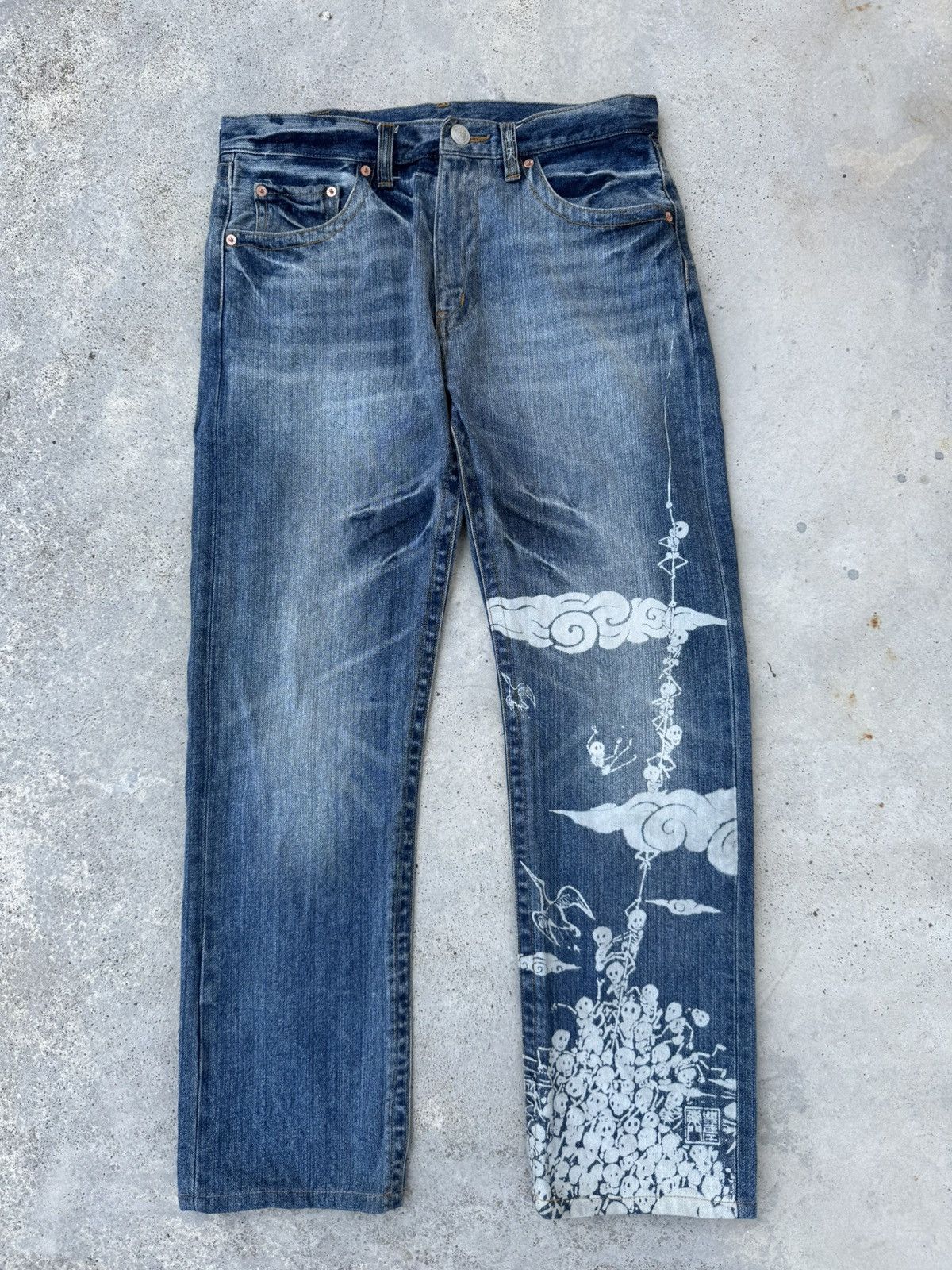 Japanese Brand 2000s Japanese Brand Skeleton ifsixwasnine y2k lgb Jeans Size US 34 / EU 50 - 1 Thumbnail
