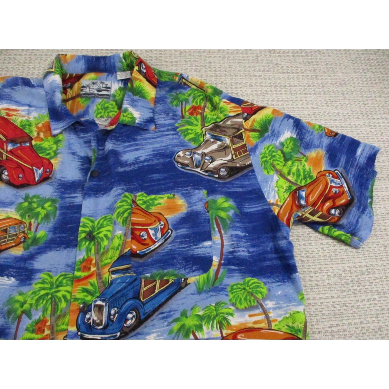 Vintage Pineapple Connection Shirt Mens Large Blue Hawaiian Rayon Car Aloha Print Button-Up Casual Short Sleeve Vintage Mens Size US L / EU 52-54 / 3 - 2 Thumbnail