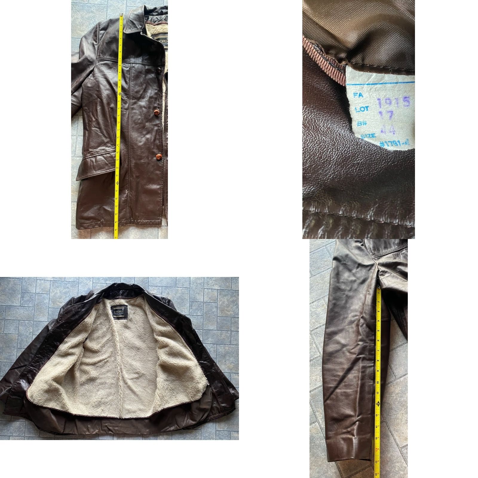 Vintage VINTAGE Cooper Leather Coat Men Coat 44 Regular Brown Lined Button Missing VTG USA Size US S / EU 44-46 / 1 - 8 Thumbnail