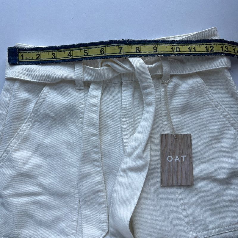 Designer Women's OAT Denim White Tie Waist Skirt Size 24 XS Size 25" / US 0 / IT 36 - 6 Thumbnail