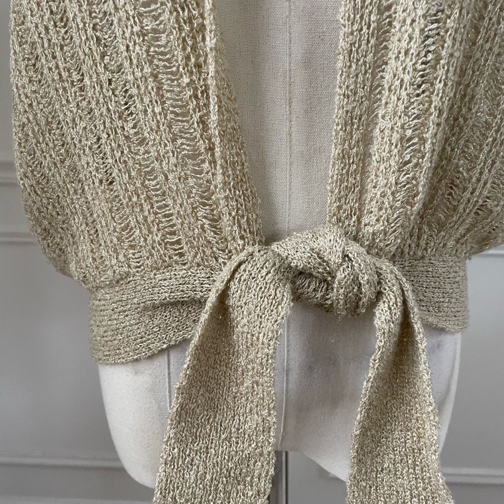 Vintage Vintage Glentex Tan Gold Shrug Sweater Tie Front Cardigan Op Size M / US 6-8 / IT 42-44 - 3 Thumbnail