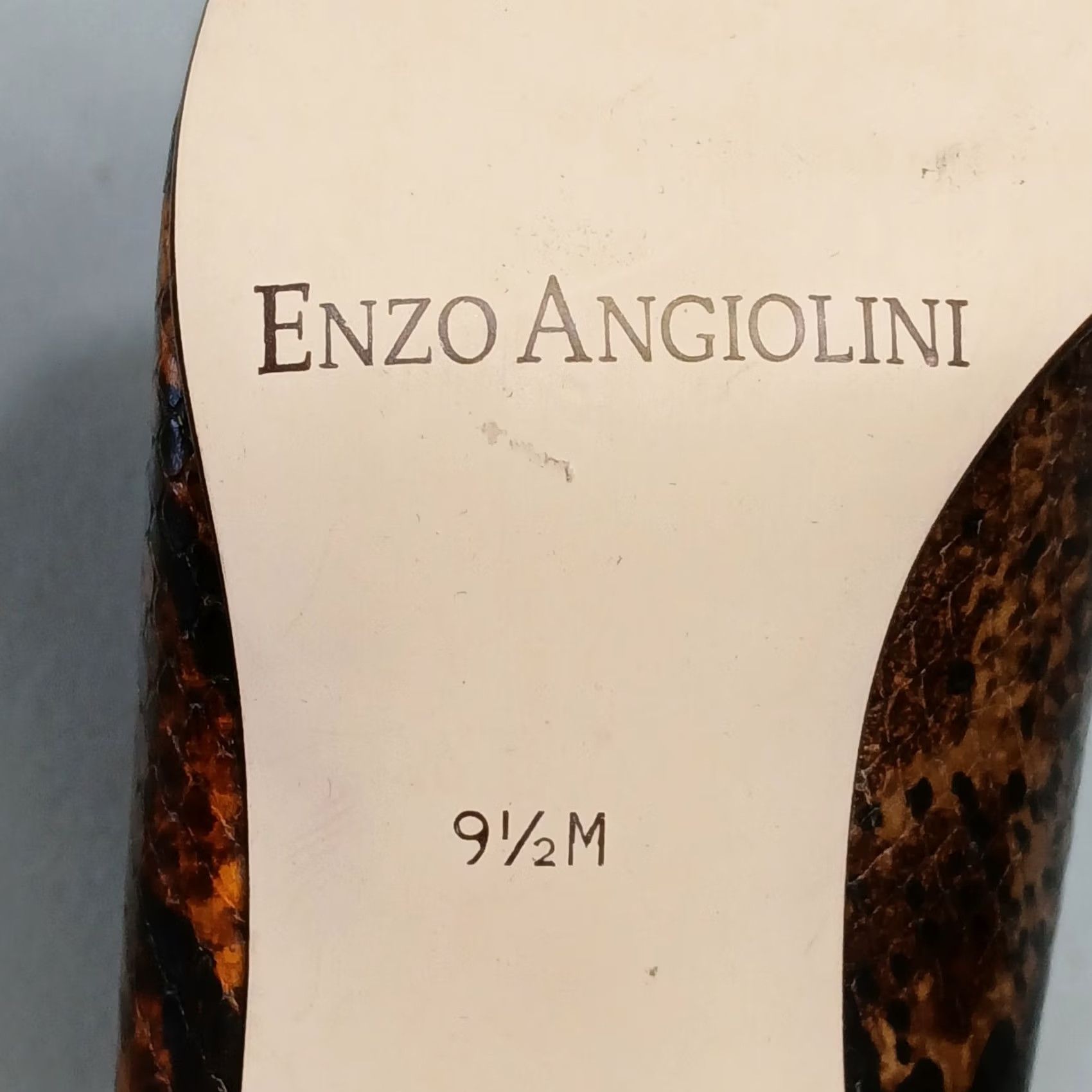 Kenzo VINTAGE Enzo Angiolini Pump Heels Women US 9.5M Brown Black Snakeskin Square Toe Size Womens 9.5 Shoes Size US 10 / IT 40 - 4 Thumbnail