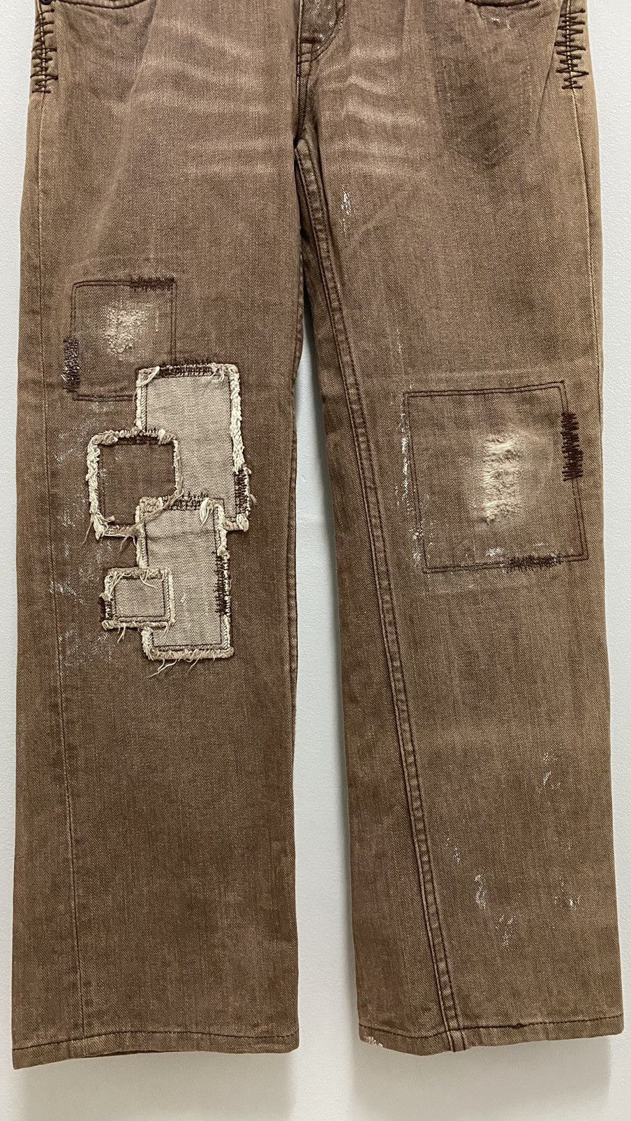 If Six Was Nine × Japanese Brand × Tornado Mart Distressed Denim Patchwork Chocolate Denim Jeans Size US 31 - 9 Thumbnail