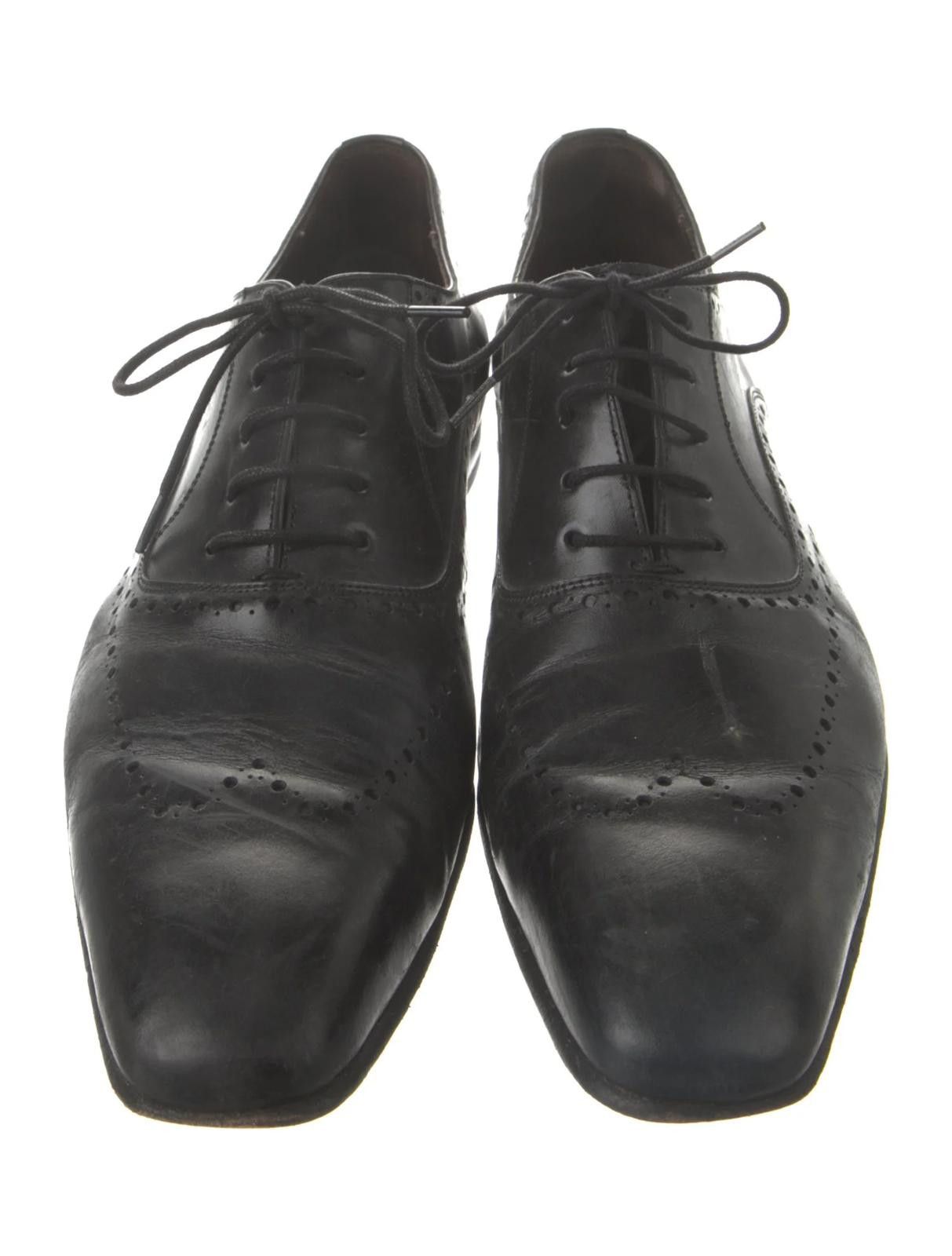 Mezlan Mezlan Leather Black Oxfords Men's Size: 10 Size US 10 / EU 43 - 3 Thumbnail