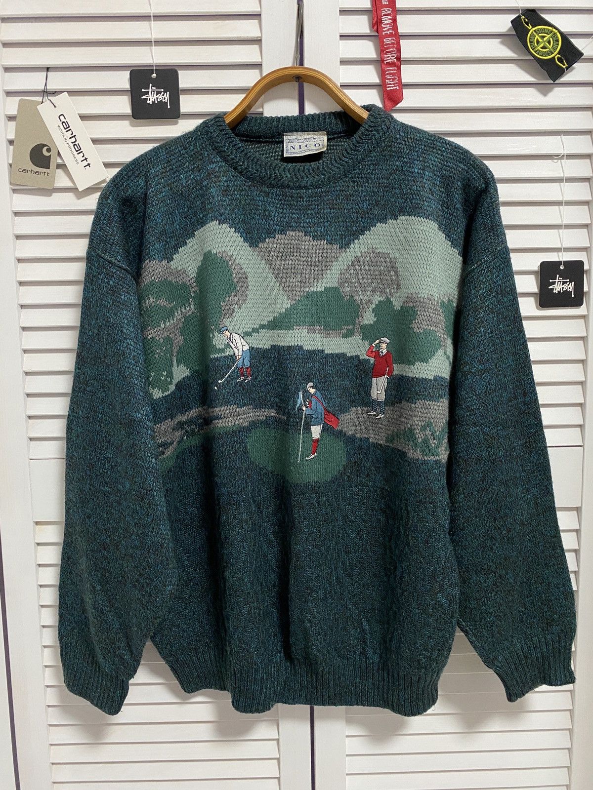 Japanese Brand ⛳️ VINTAGE 90S 00S LEE BIGLOGO OVERSIZE GOLF KNIT LOGO Size US L / EU 52-54 / 3 - 1 Thumbnail