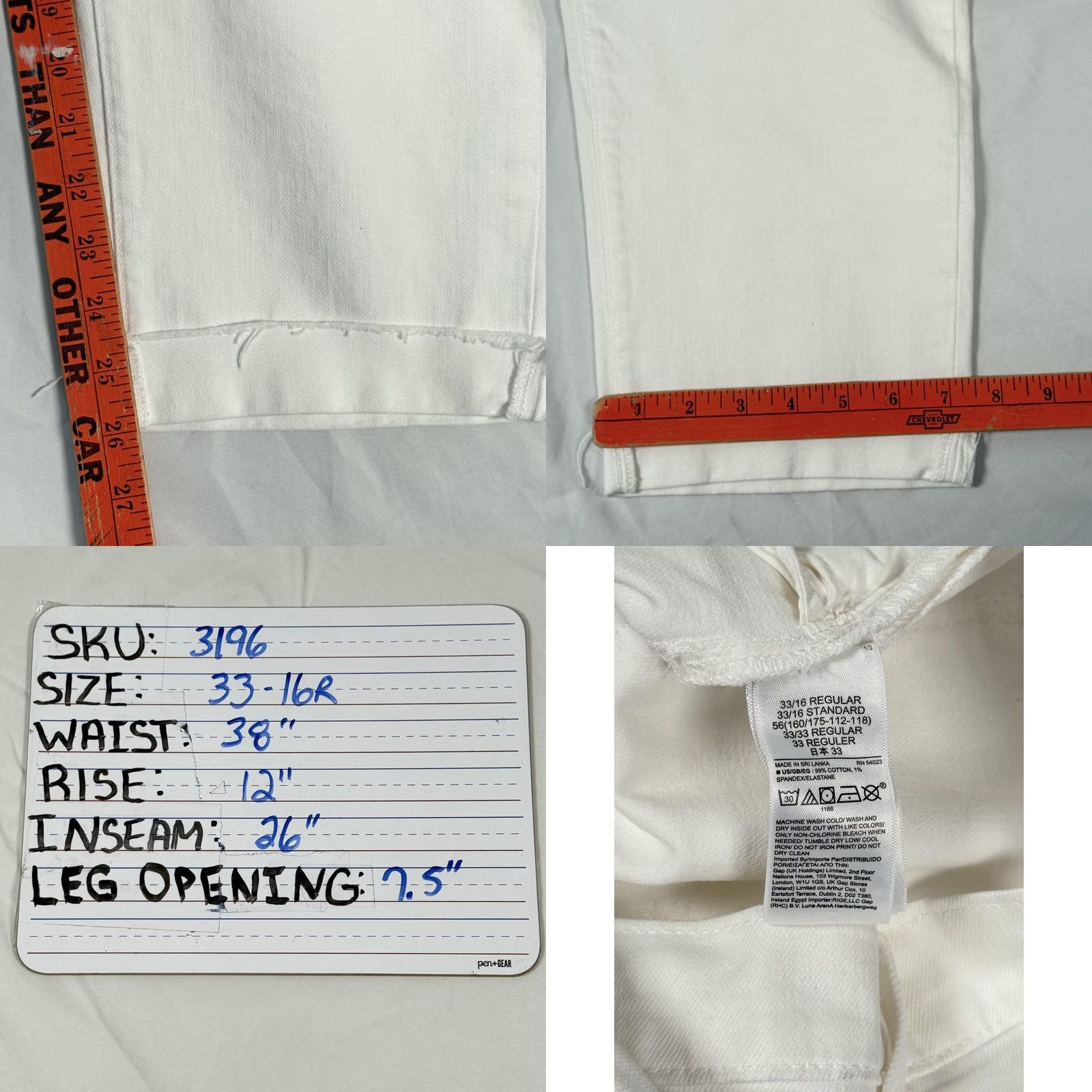 Gap VINTAGE Gap Jeans Womens 33 White Girlfriend Mid Rise Ankle Raw Hem Cropped Denim Size 24" / US 00 / IT 34 - 9 Thumbnail