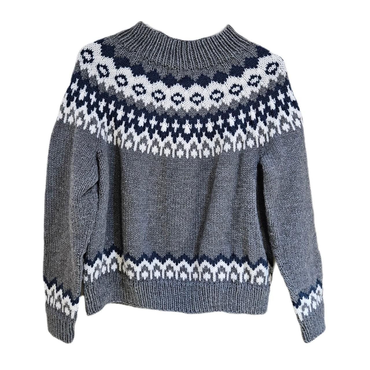 Other vintage cottagecore gray fair isle hand knit sweater Size L / US 10 / IT 46 - 2 Thumbnail