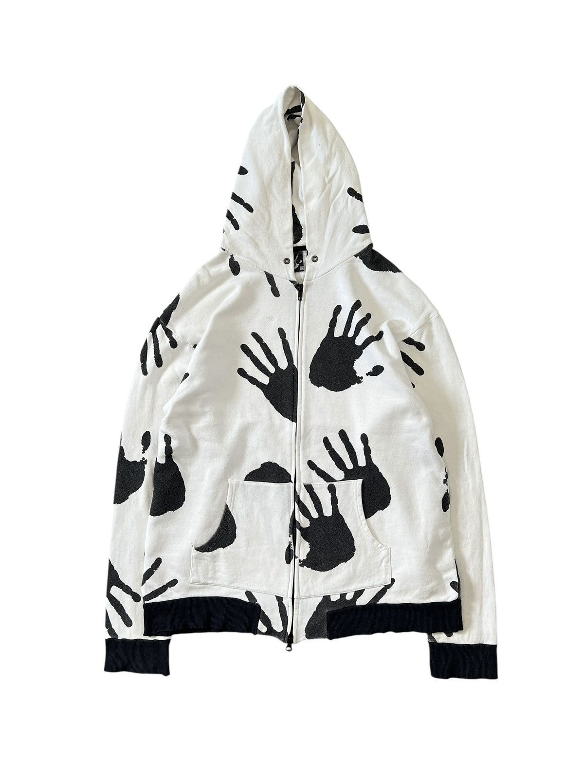 Japanese Brand 1990s Hex Antistyle Hand Print Zipper Hoodie Size US L / EU 52-54 / 3 - 1 Thumbnail